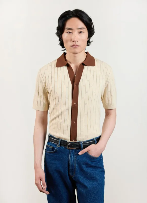 Open Collar Knitted Polo | Percival x Ilaria | Ecru sold by Percival