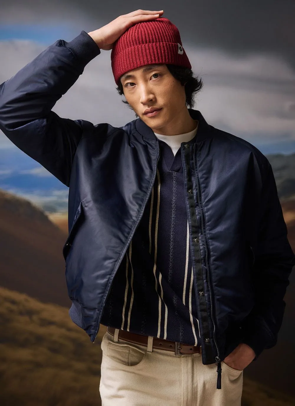 Bomber Jacket | Nylon | Midnight with Olive sold by Percival product image thumbnail 5