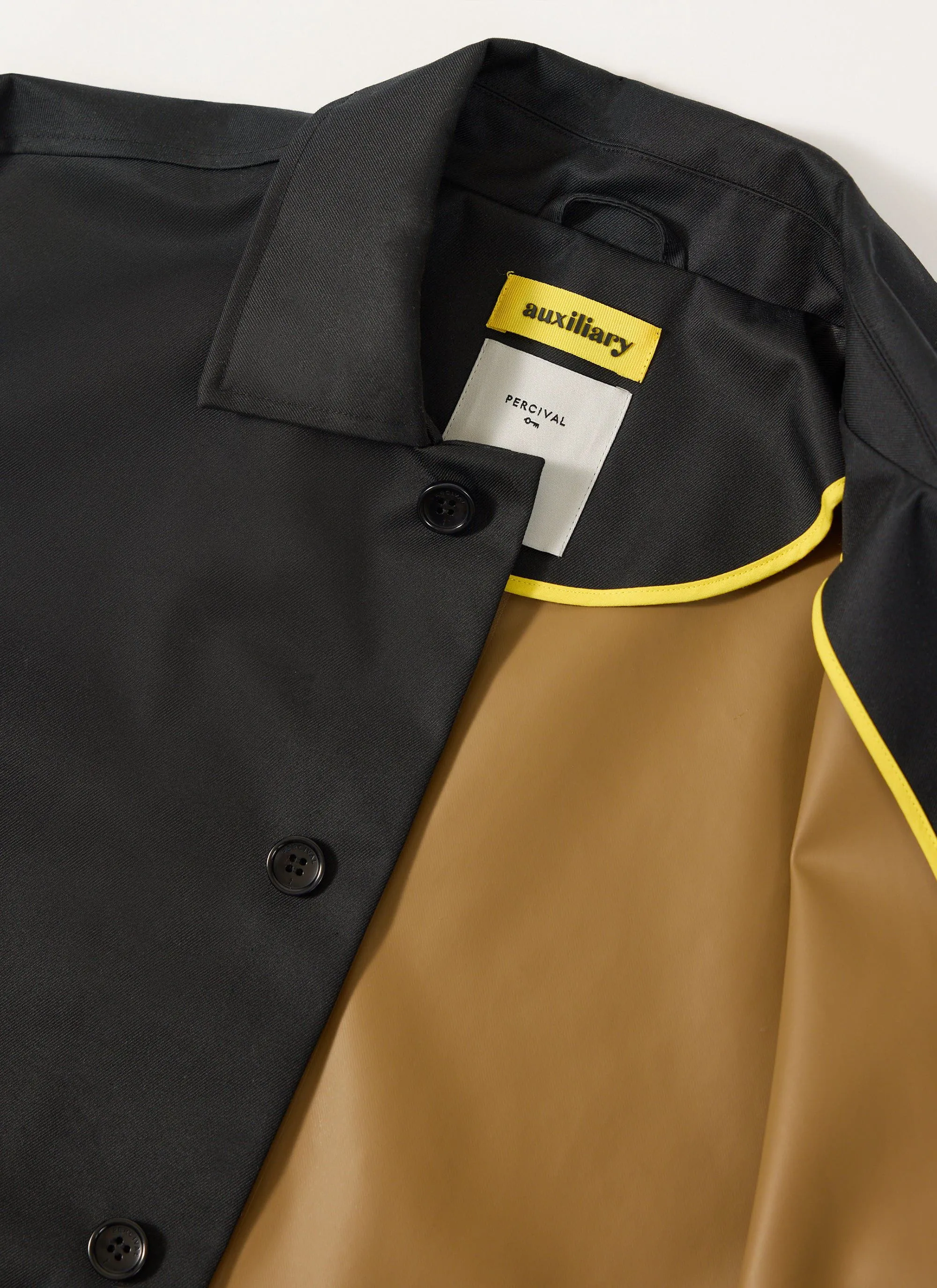 Men's Black Sherlock Short Trench Coat | Waterproof | Black with Cinnamon sold by Percival product image thumbnail 2