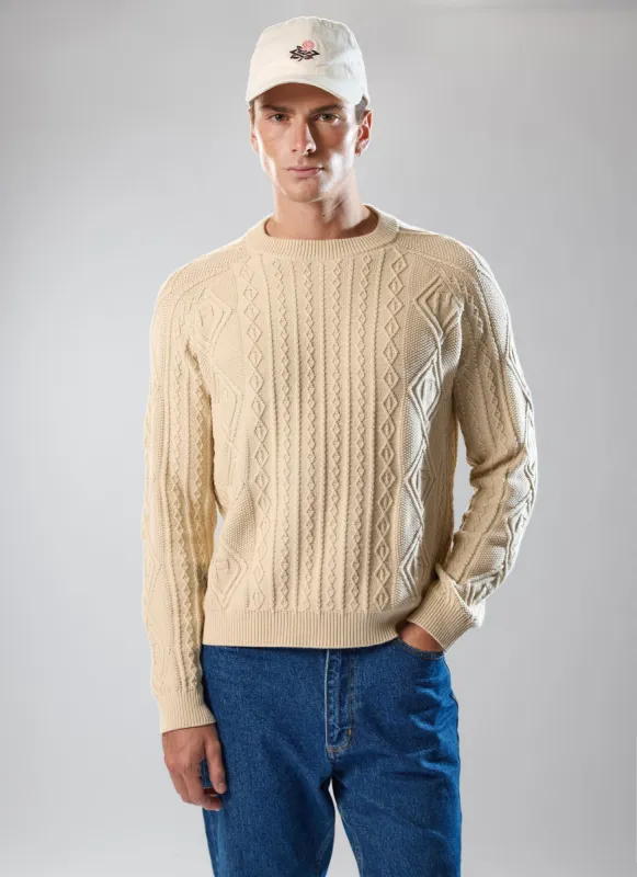Cable Knit Jumper | Umbro x Percival | Ecru sold by Percival