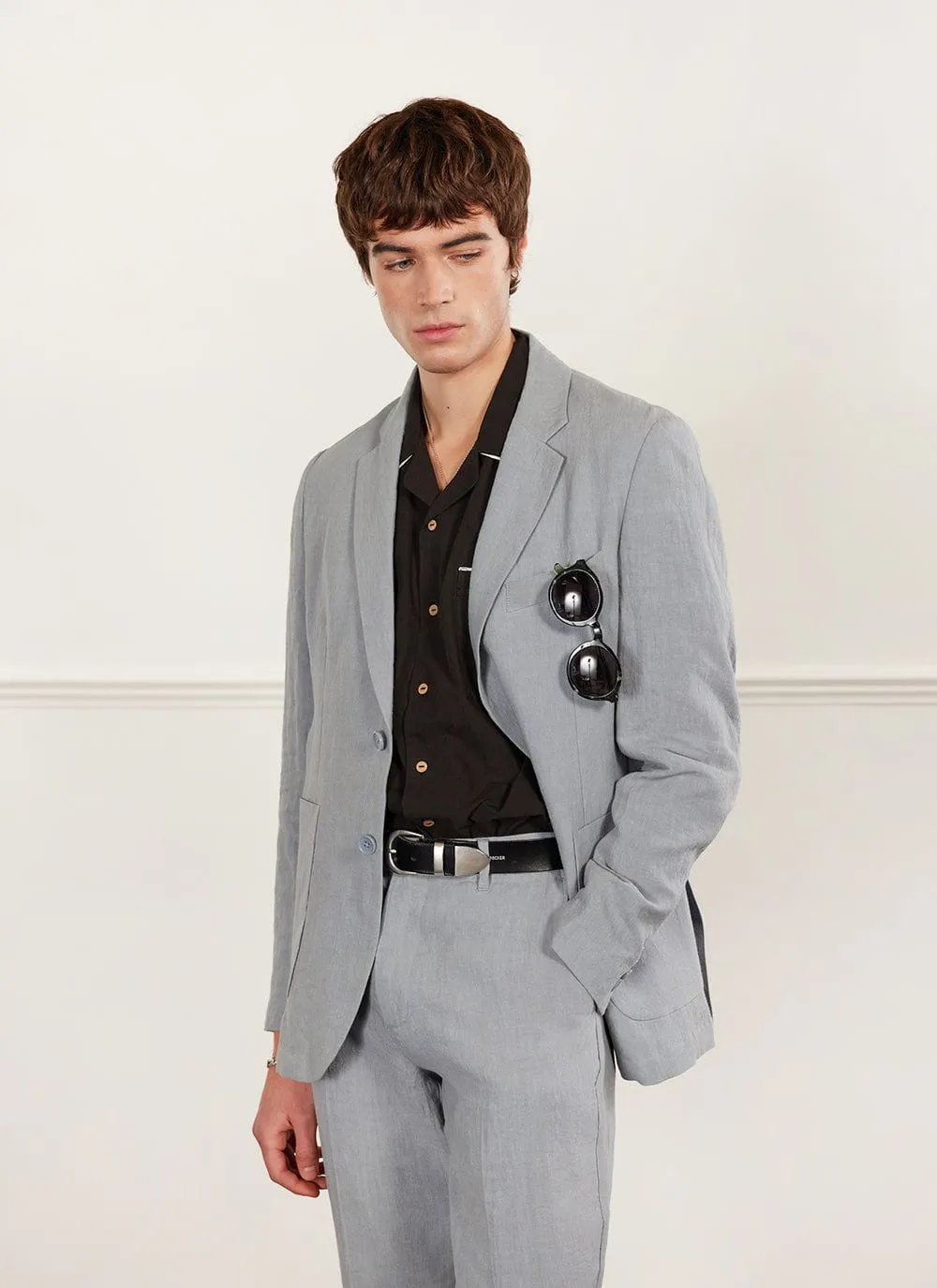 Tailored Linen Blazer | Light Blue sold by Percival product image thumbnail 2