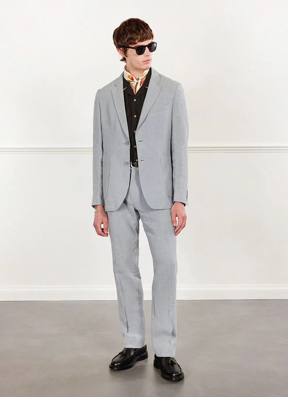 Tailored Linen Blazer | Light Blue sold by Percival