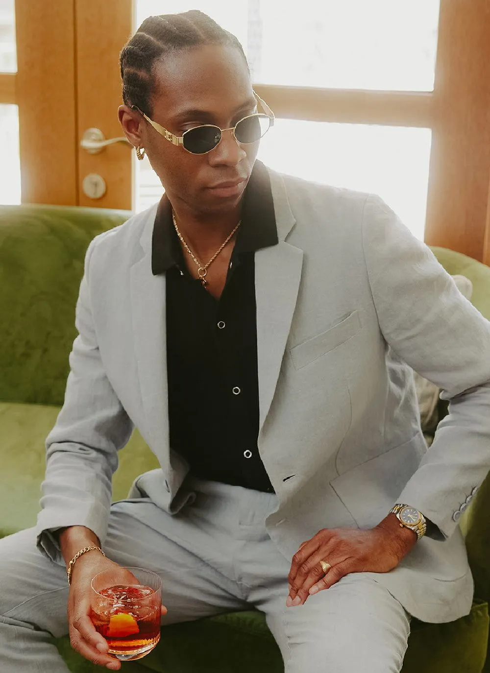 Tailored Linen Blazer | Light Blue sold by Percival product image thumbnail 3