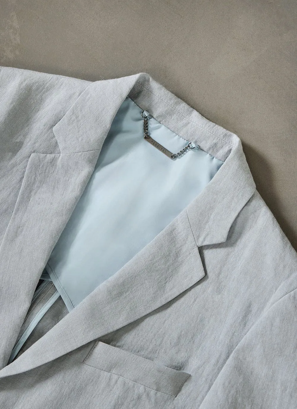Tailored Linen Blazer | Light Blue sold by Percival product image thumbnail 4