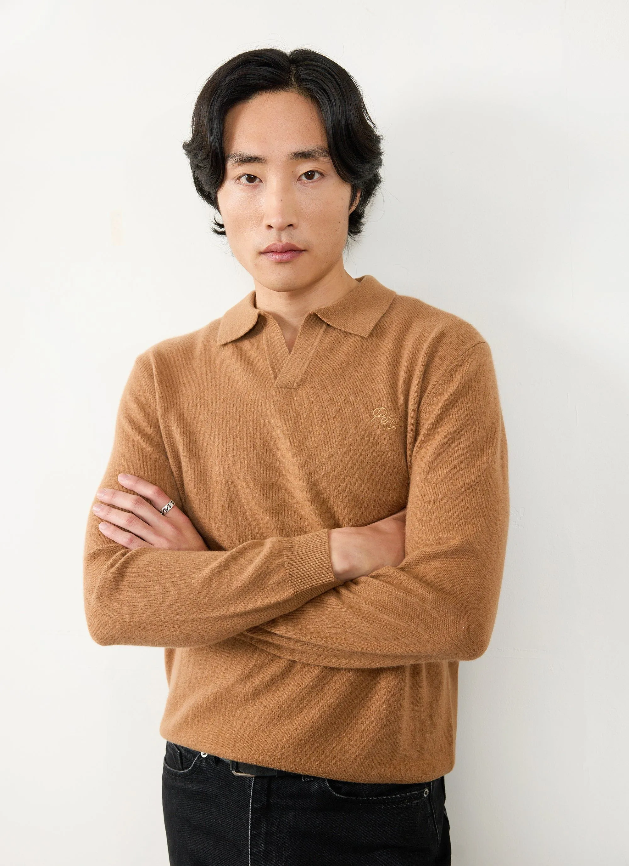 Network Long Sleeve Polo | Merino Wool | Rust sold by Percival product image thumbnail 3