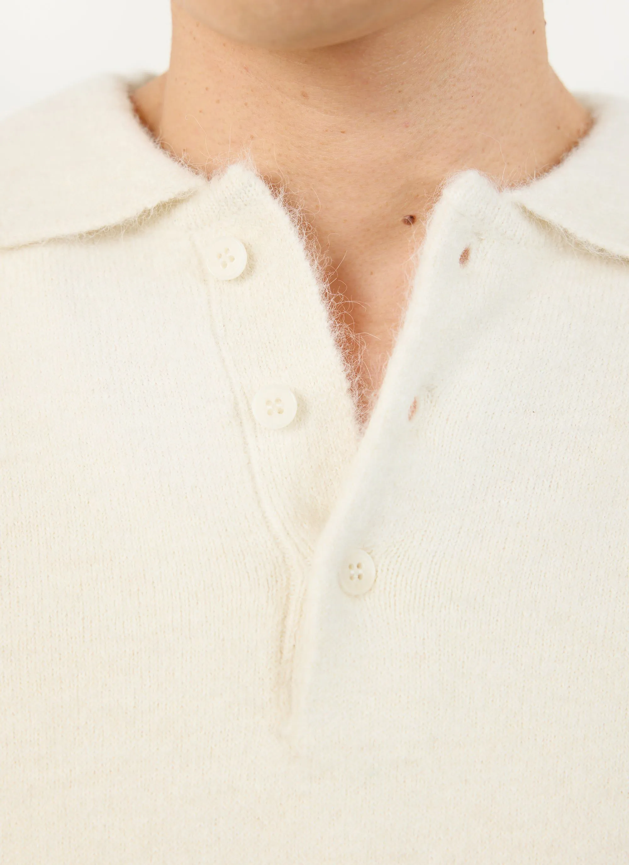 Rugby Polo | Alpaca Wool | Ecru sold by Percival product image thumbnail 3