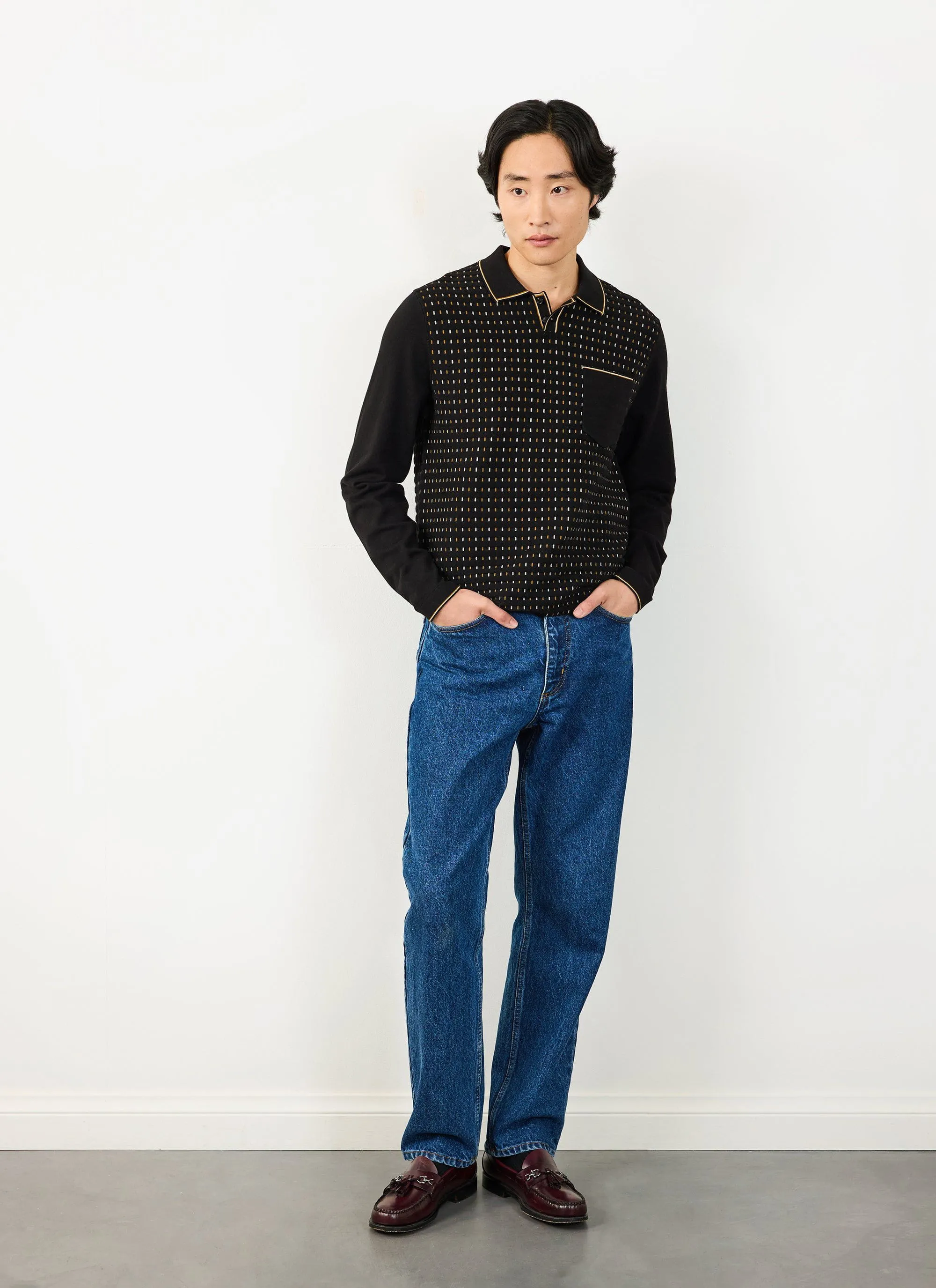 Kihara Long Sleeve Polo | Cotton | Black sold by Percival product image thumbnail 3