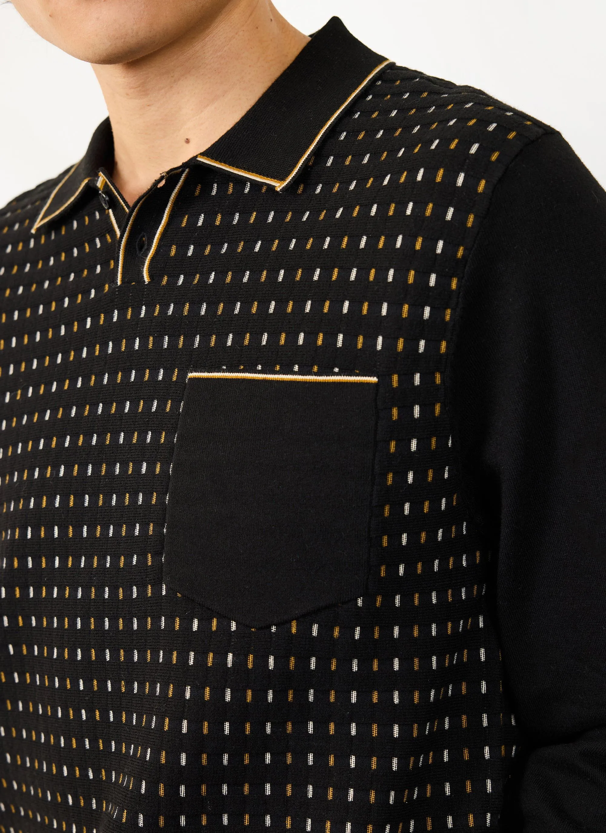 Kihara Long Sleeve Polo | Cotton | Black sold by Percival product image thumbnail 4