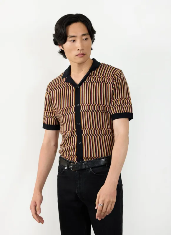 Fargo Knitted Shirt | Cotton | Tan with Black sold by Percival