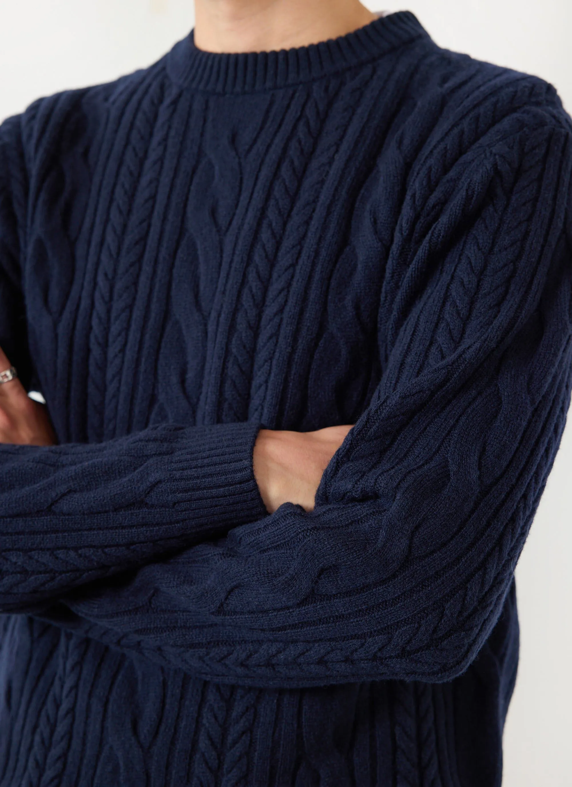 Cable Knit Jumper | Wool | Navy sold by Percival product image thumbnail 4