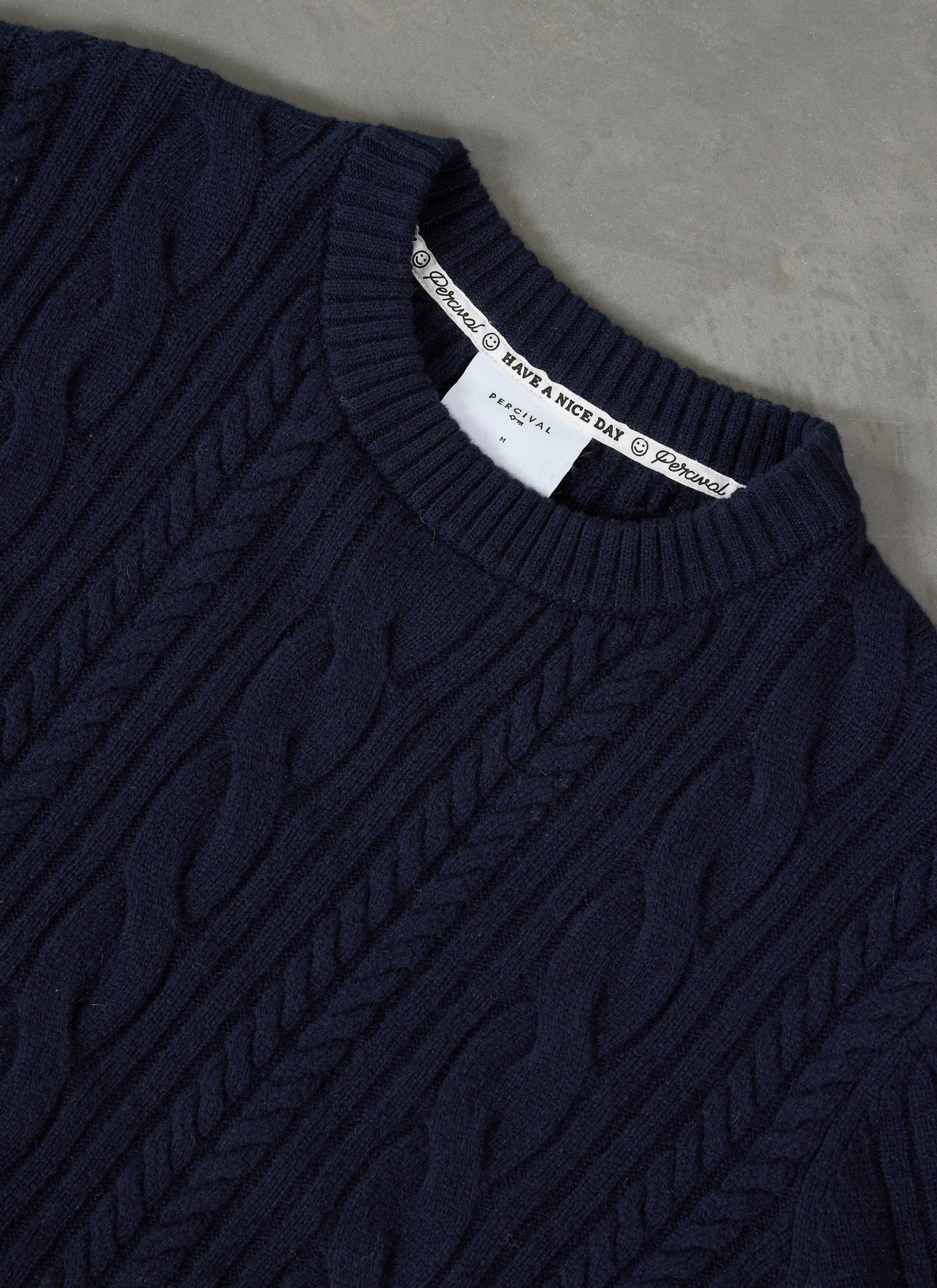 Cable Knit Jumper | Wool | Navy sold by Percival product image thumbnail 2