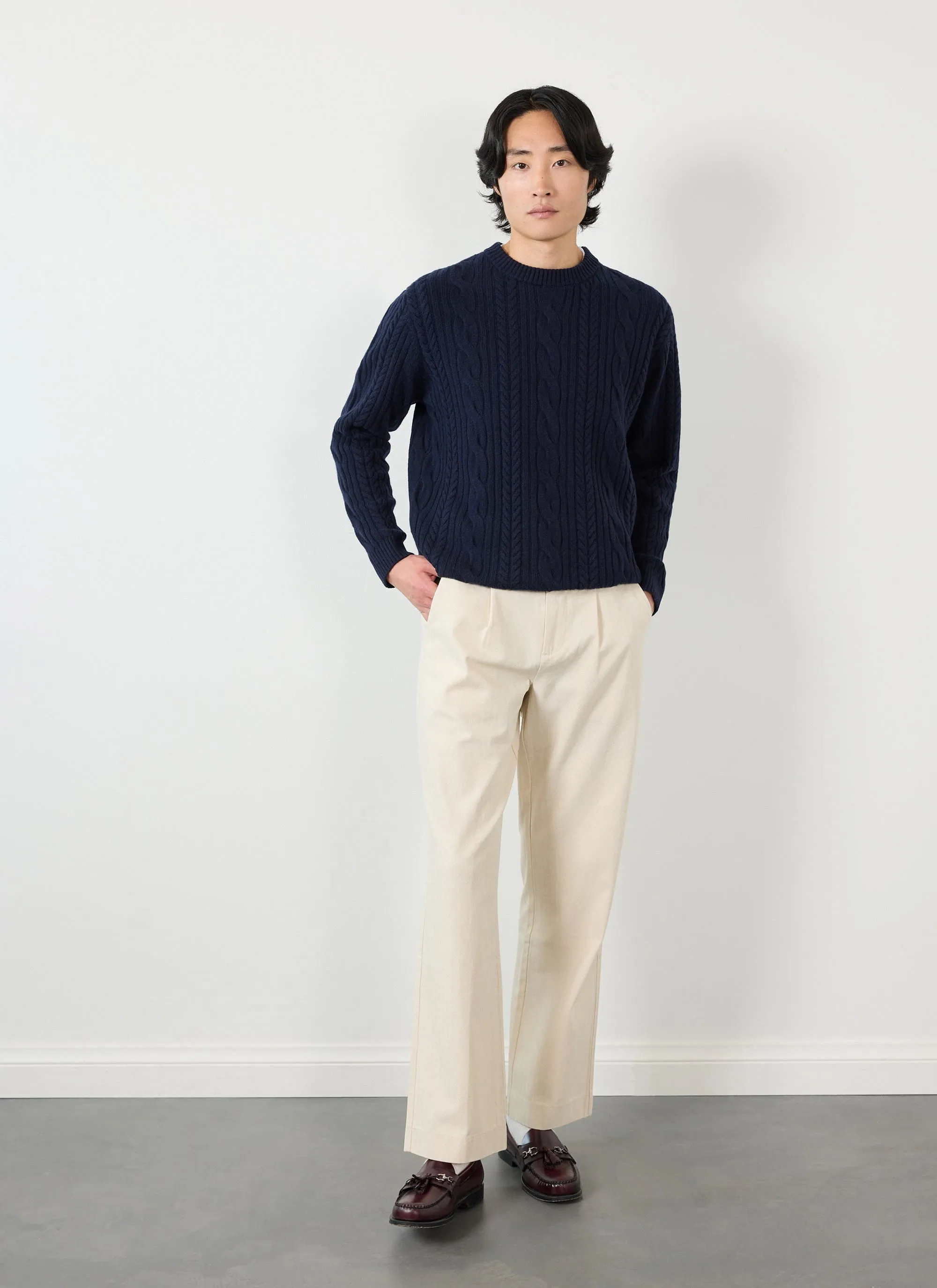 Cable Knit Jumper | Wool | Navy sold by Percival product image thumbnail 3