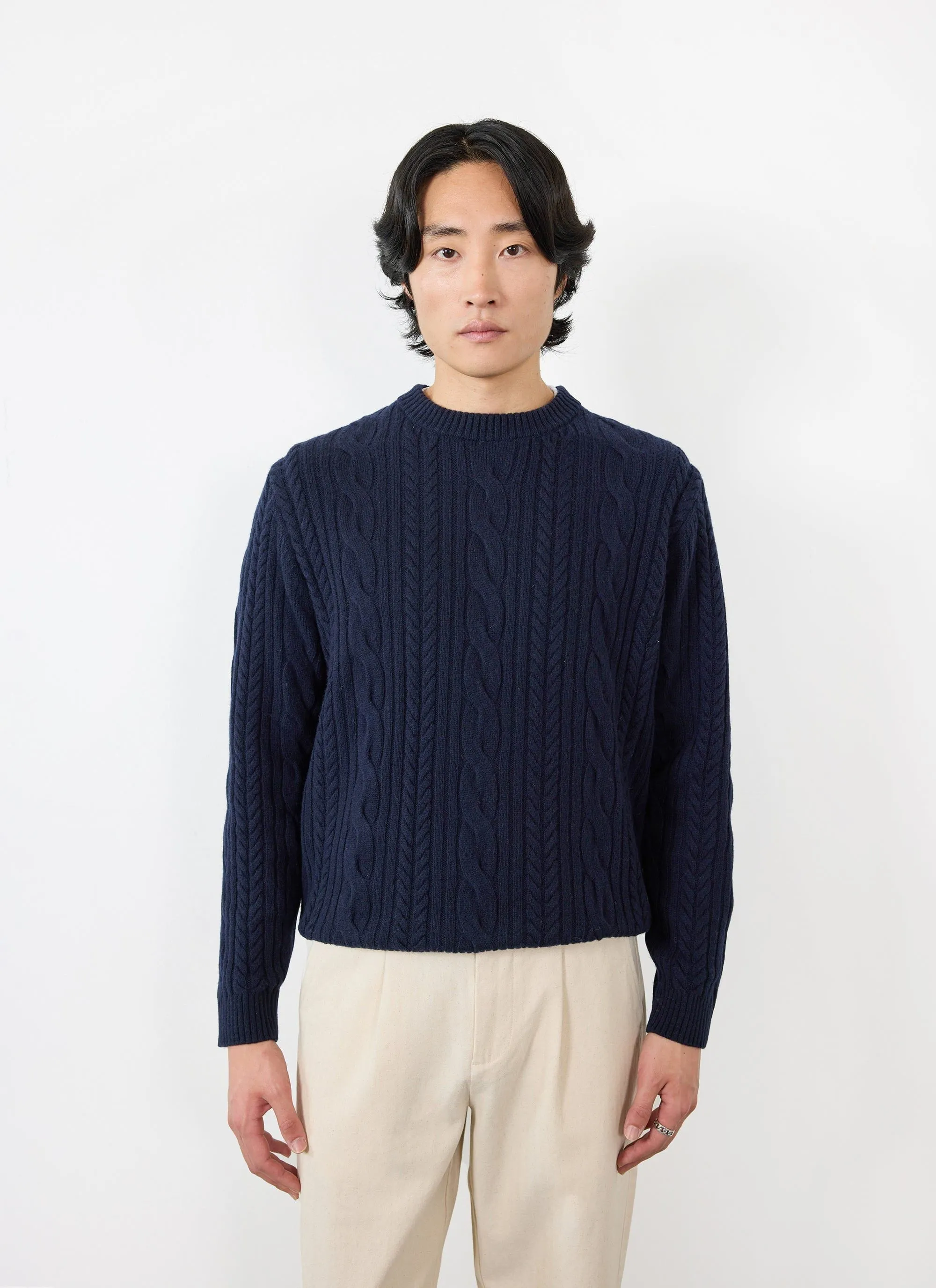 Cable Knit Jumper | Wool | Navy sold by Percival product image thumbnail 5
