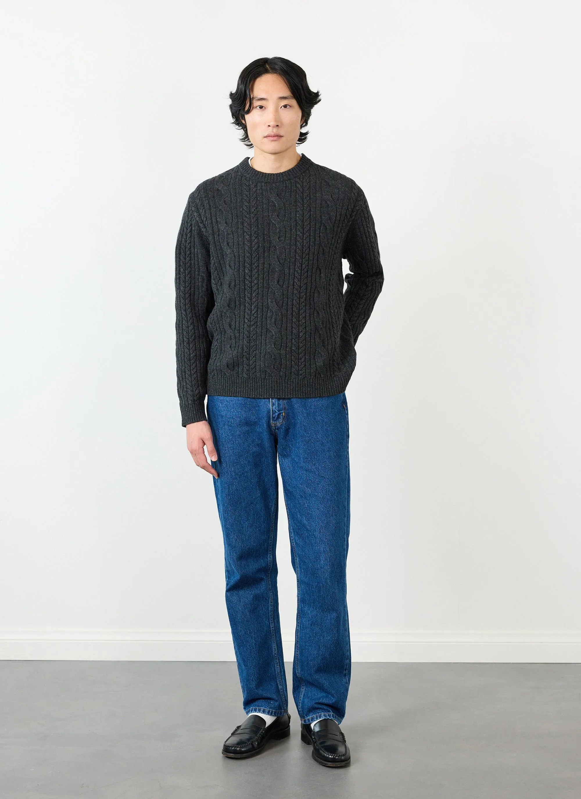 Cable Knit Jumper | Wool | Charcoal sold by Percival product image thumbnail 3