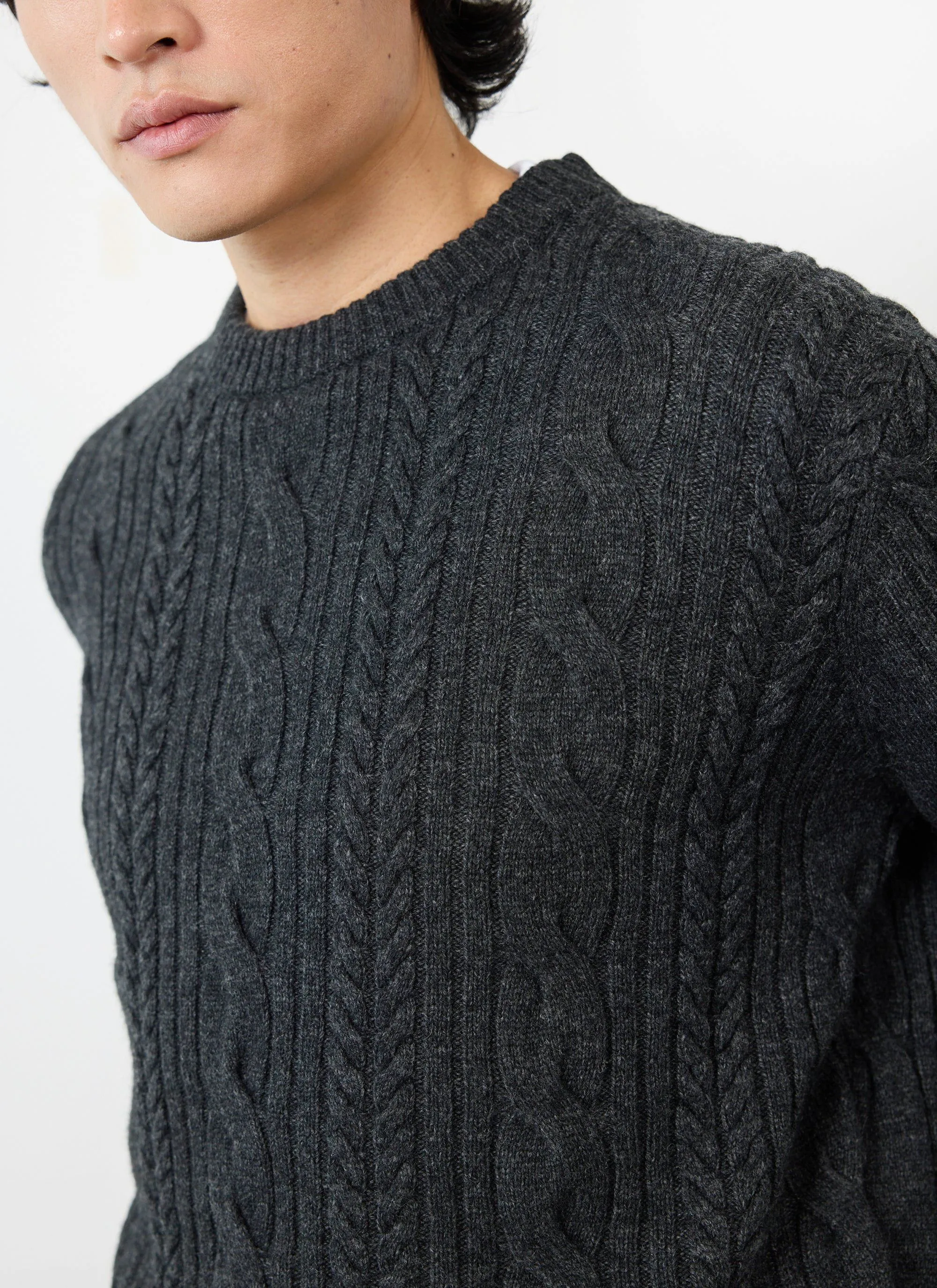 Cable Knit Jumper | Wool | Charcoal sold by Percival product image thumbnail 4