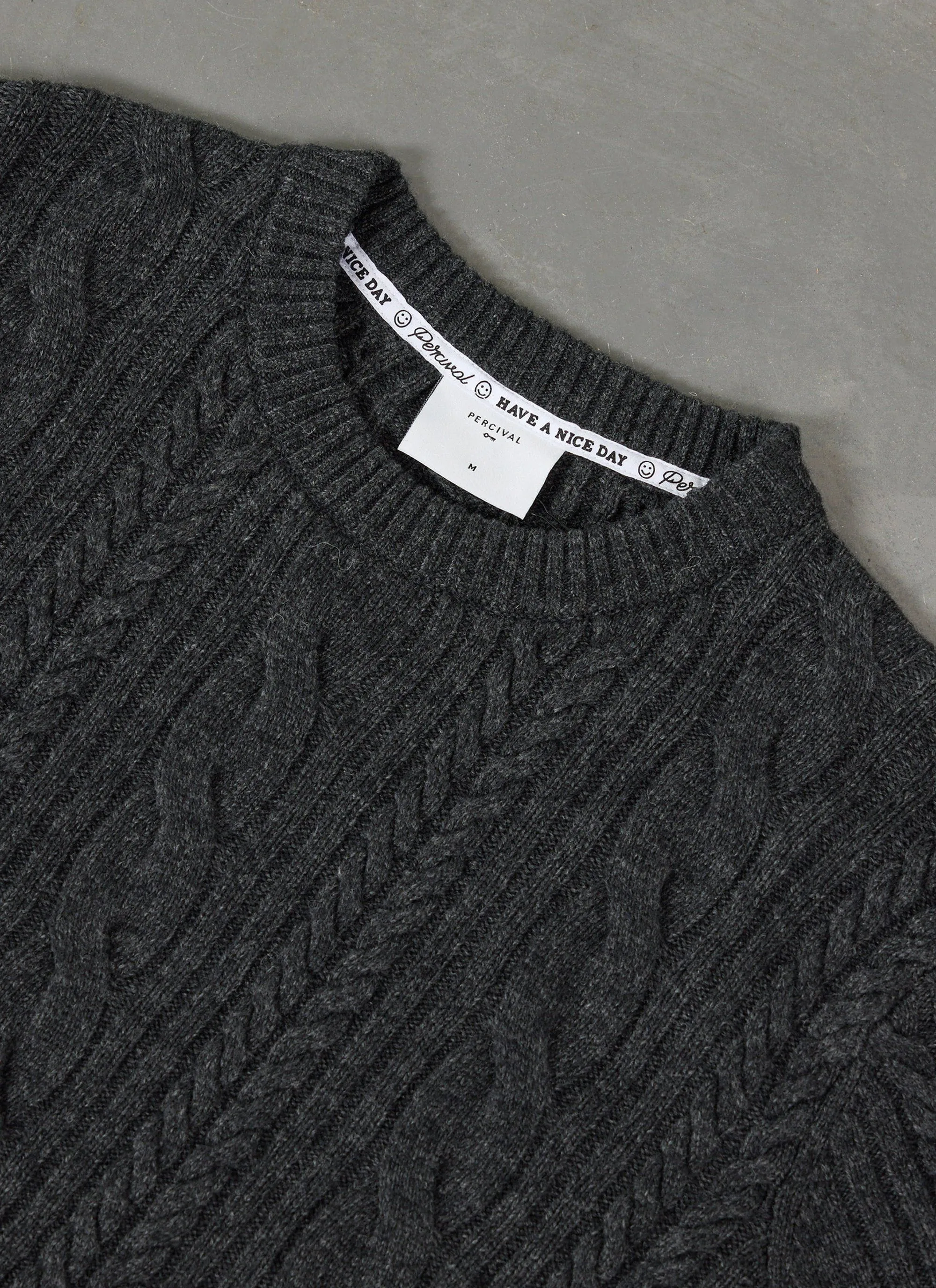 Cable Knit Jumper | Wool | Charcoal sold by Percival product image thumbnail 2