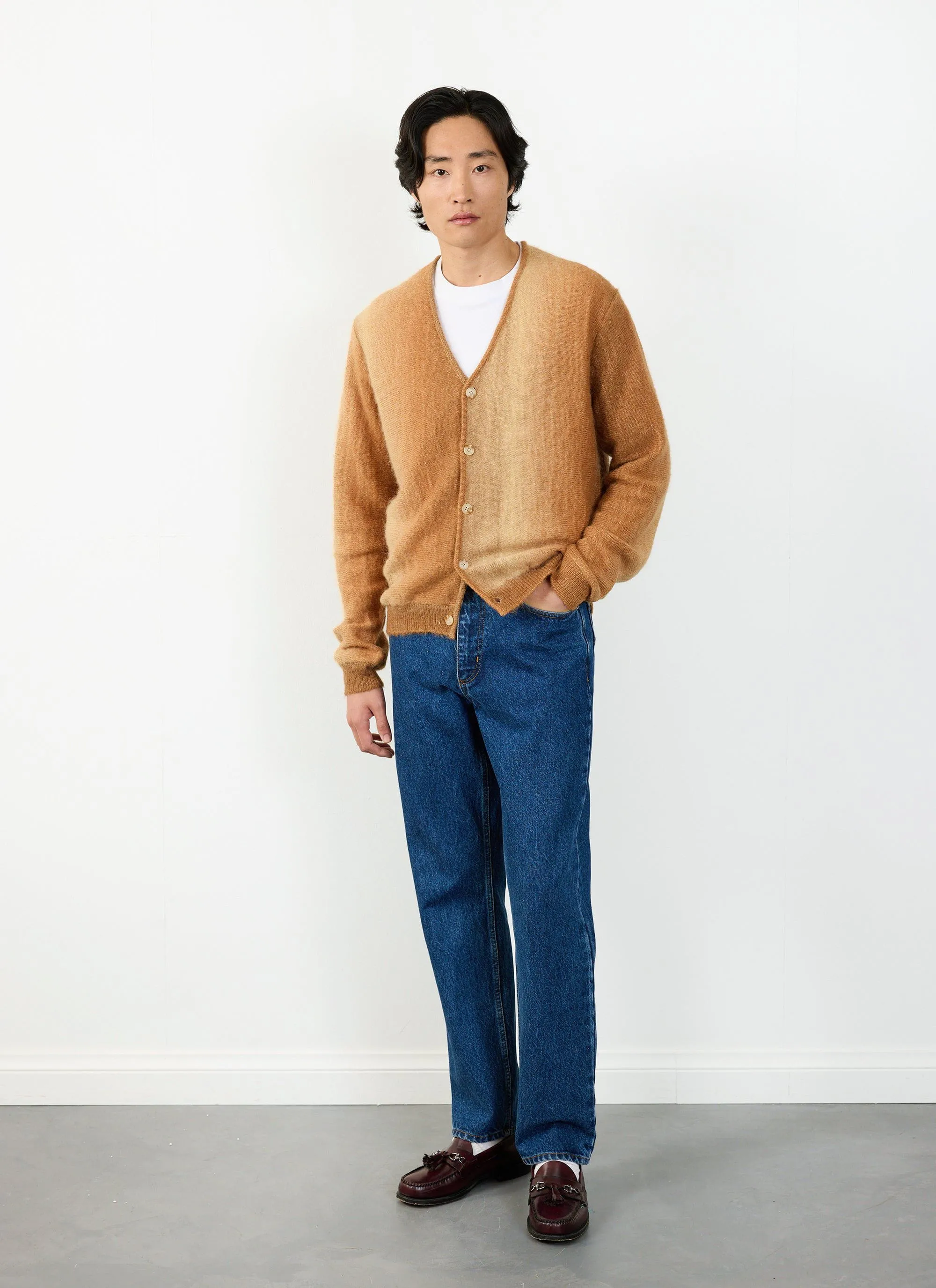 Ombre Knitted Cardigan | Mohair | Tan sold by Percival