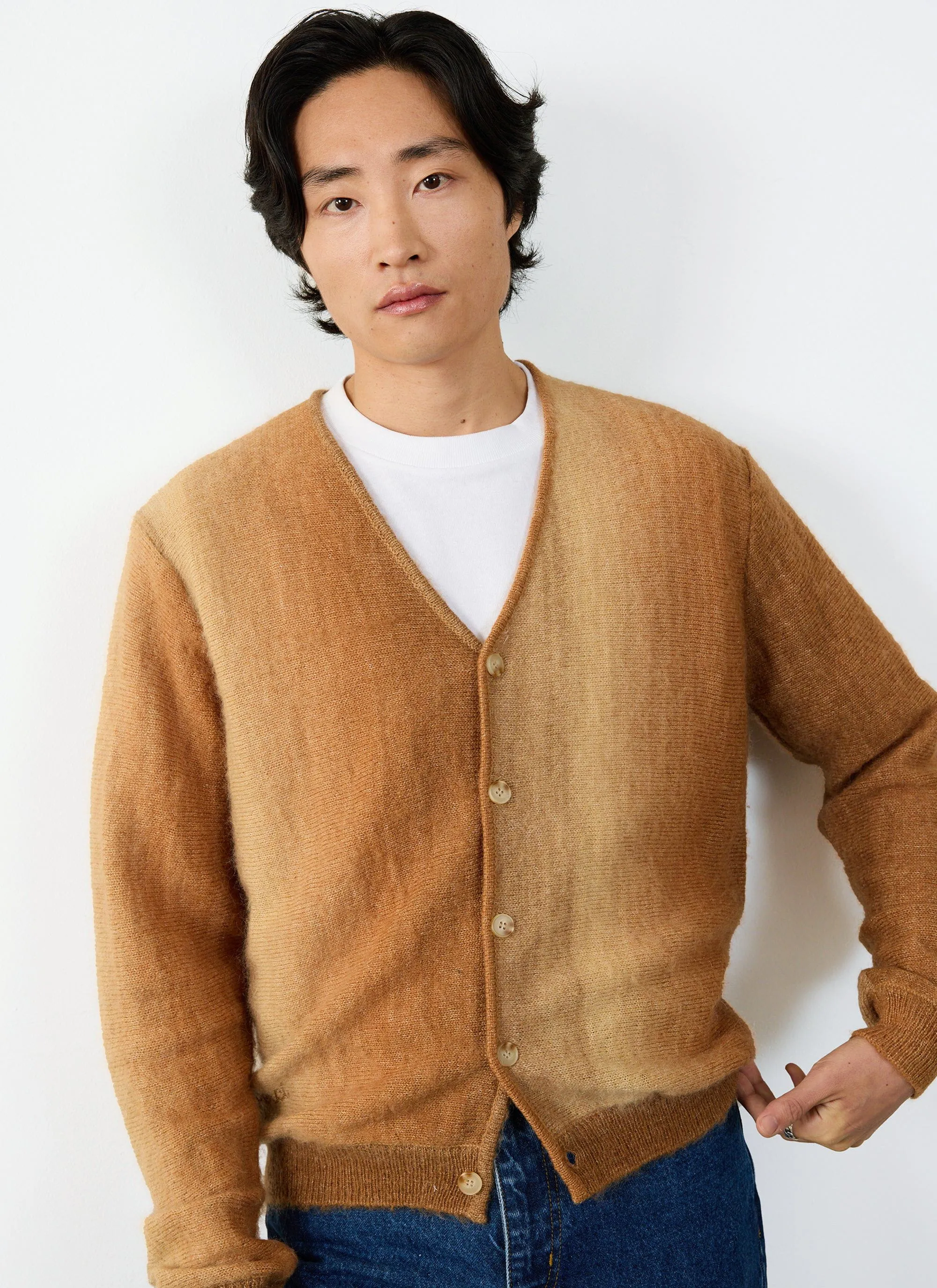 Ombre Knitted Cardigan | Mohair | Tan sold by Percival product image thumbnail 2