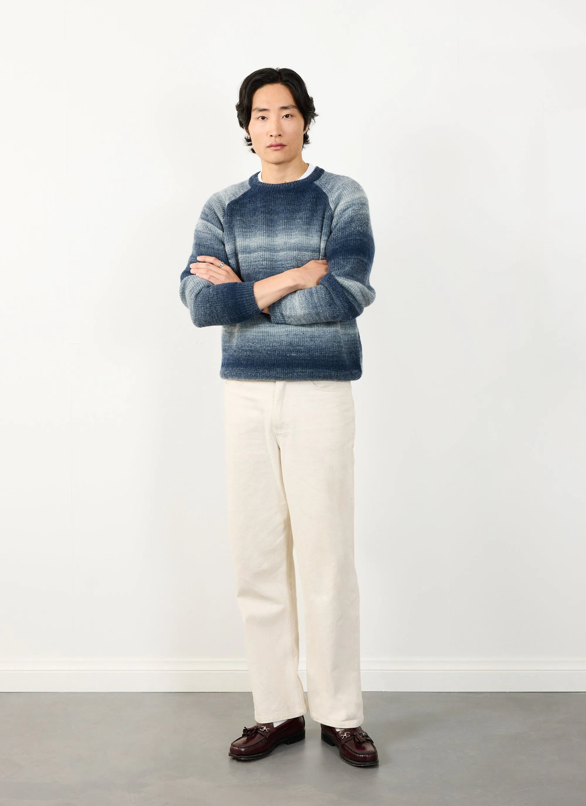 Patina Ribbed Crew Neck Jumper | Wool | Navy sold by Percival product image thumbnail 3