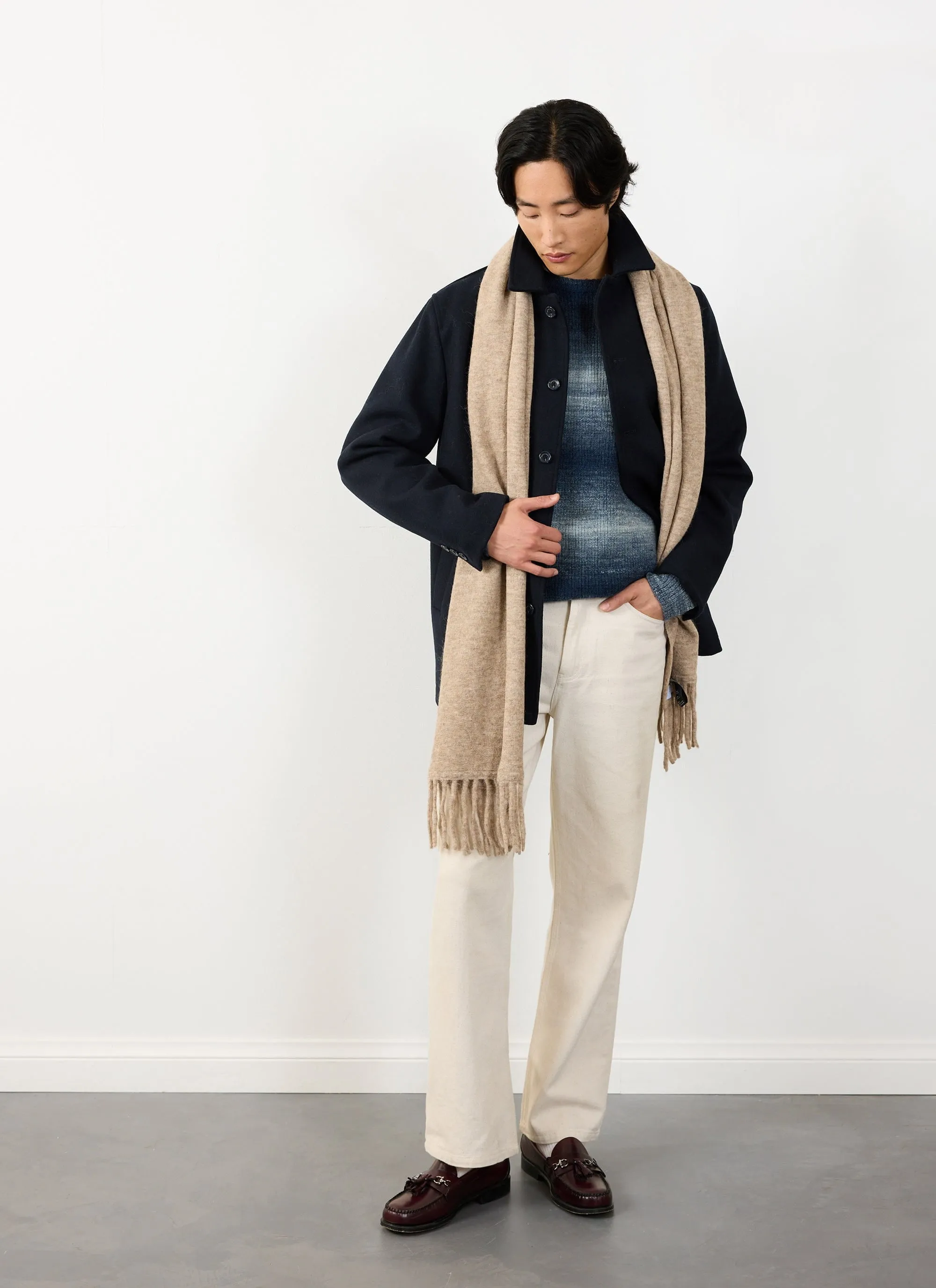 Patina Ribbed Crew Neck Jumper | Wool | Navy sold by Percival product image thumbnail 5