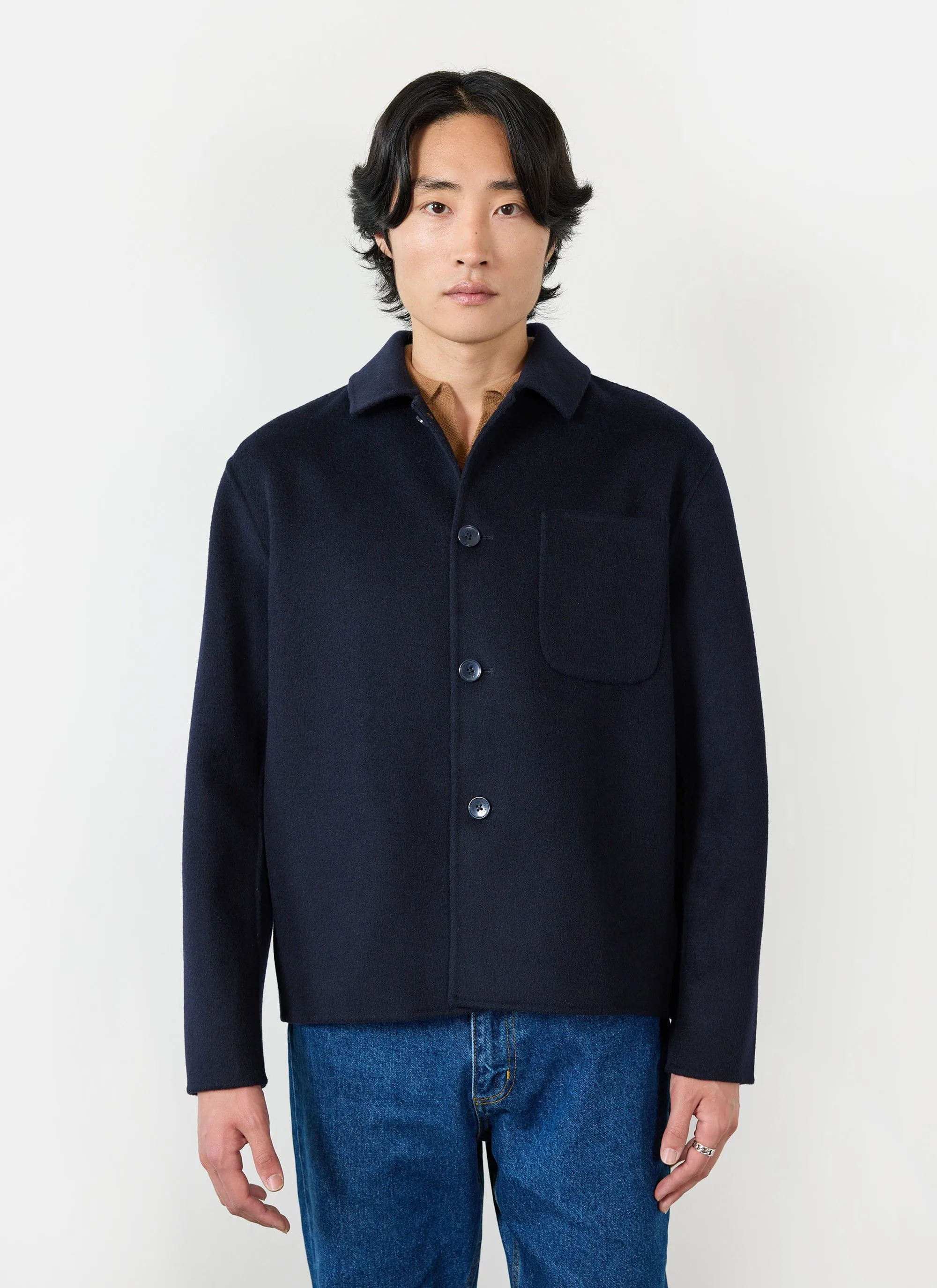 Overshirt | Wool | Navy sold by Percival