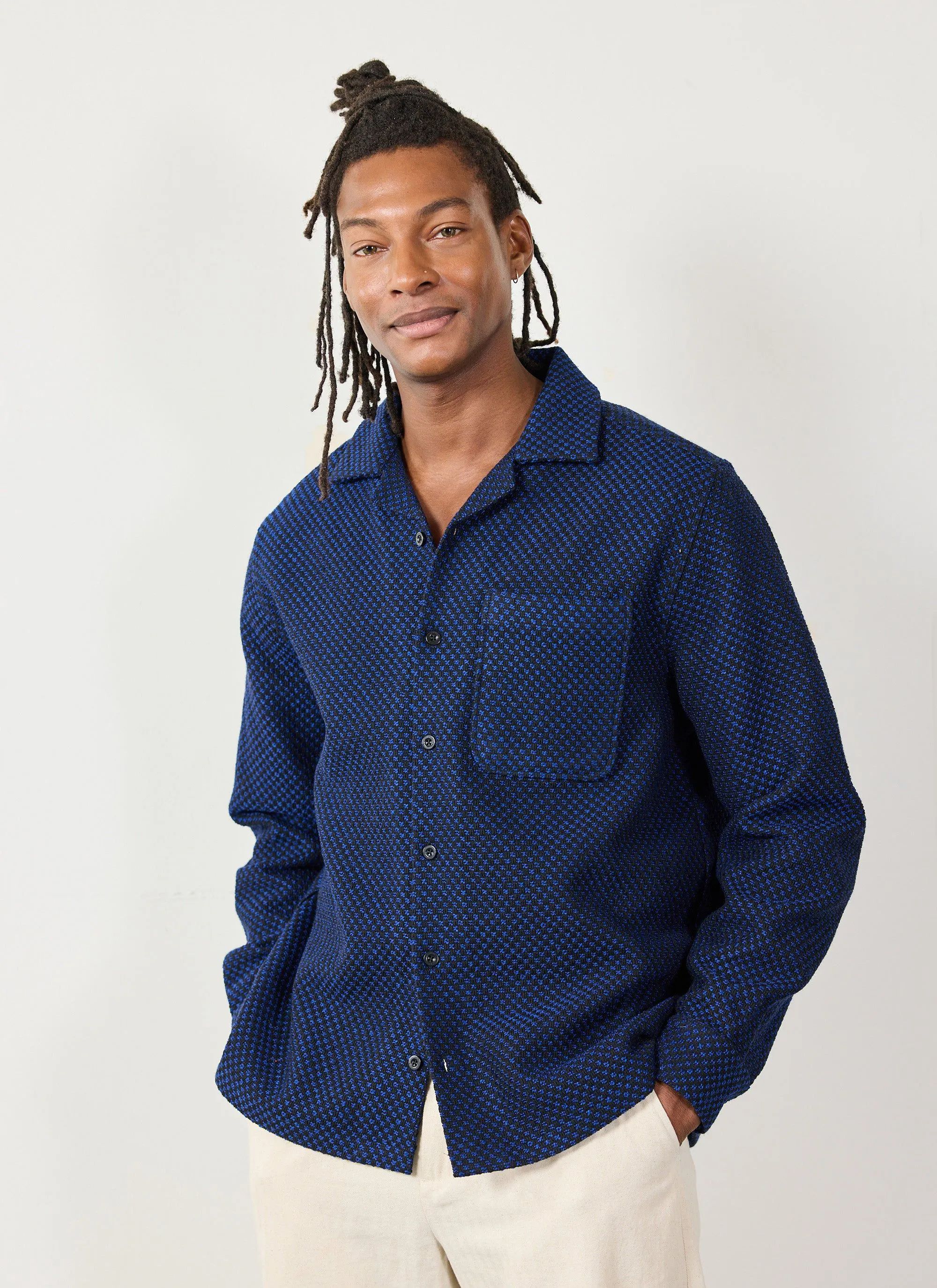 Signal Ashdown Shirt | Cotton | Black with Navy sold by Percival