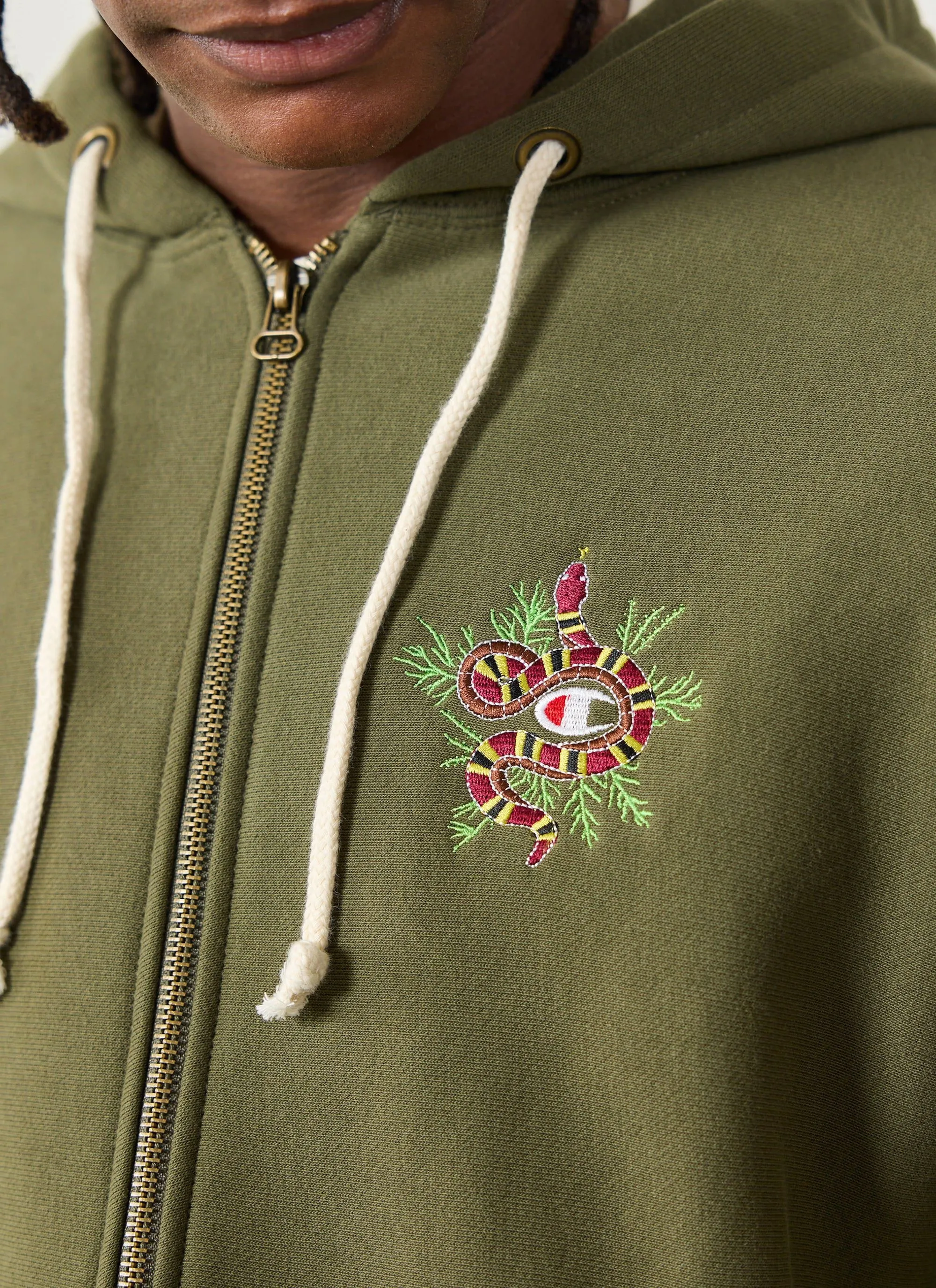Snake & Grass Zip Hoodie | Champion and Percival | Forest sold by Percival