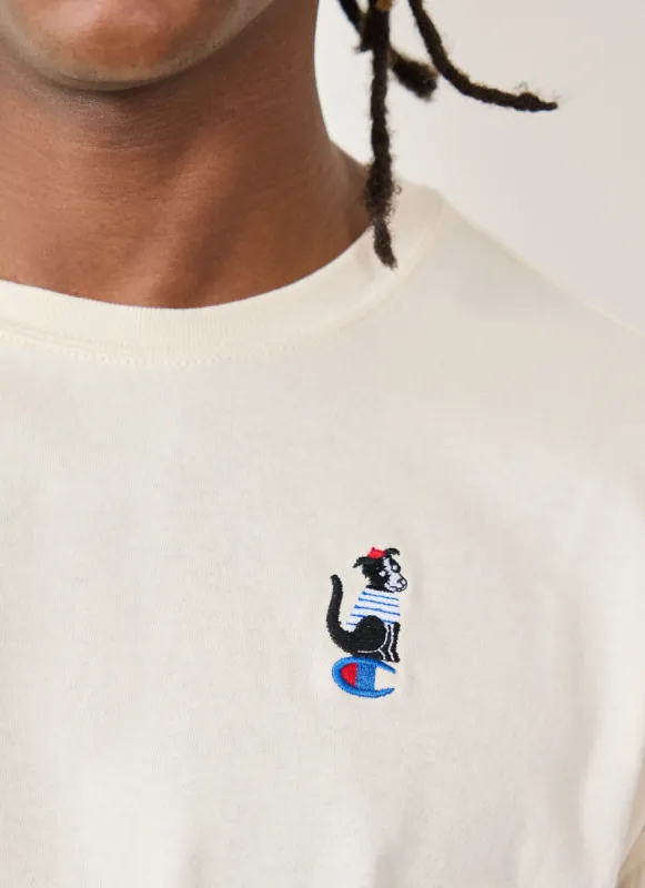 Beret Dog Oversized T Shirt | Champion and Percival | Ecru sold by Percival
