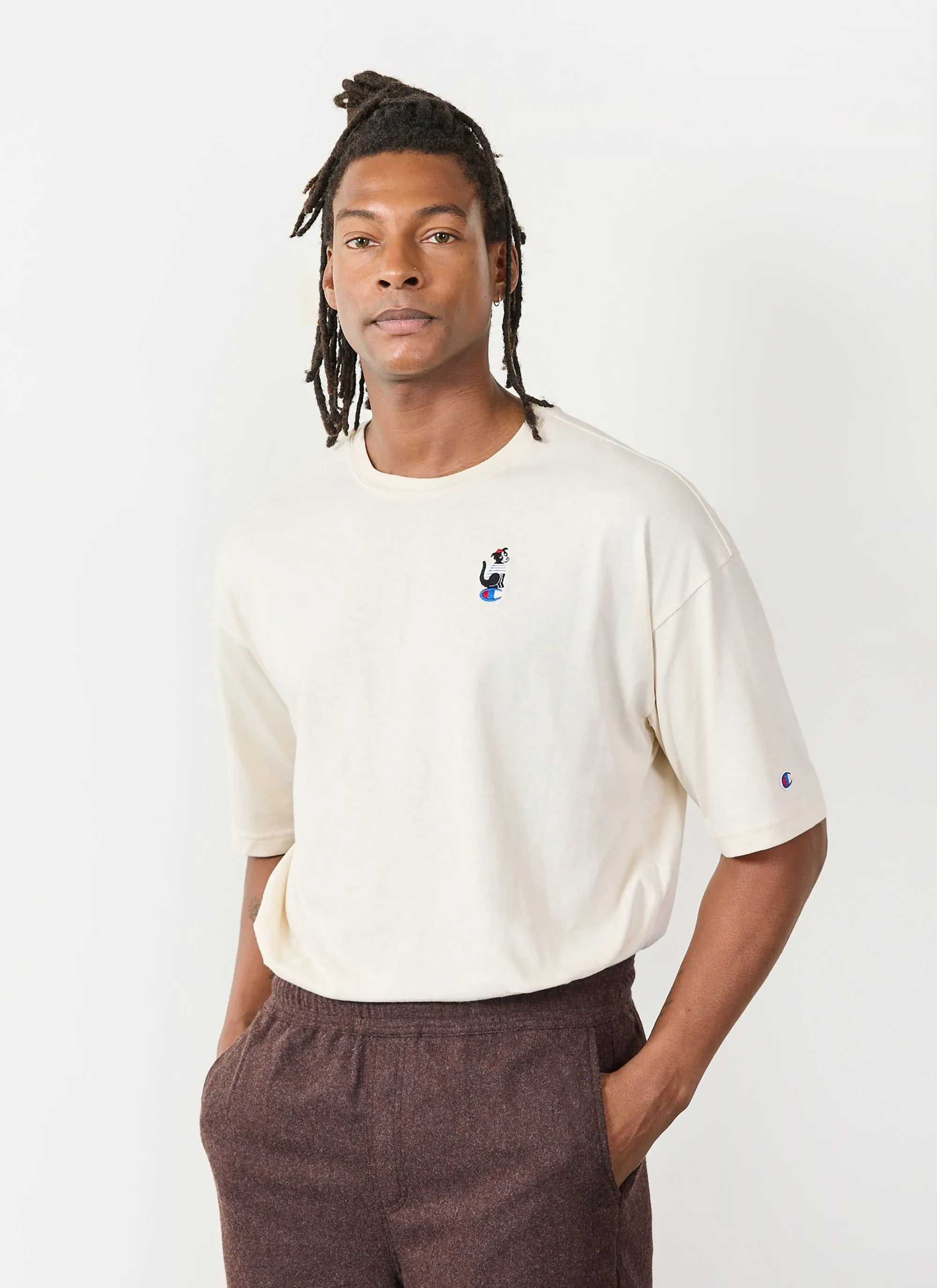 Beret Dog Oversized T Shirt | Champion and Percival | Ecru sold by Percival product image thumbnail 2