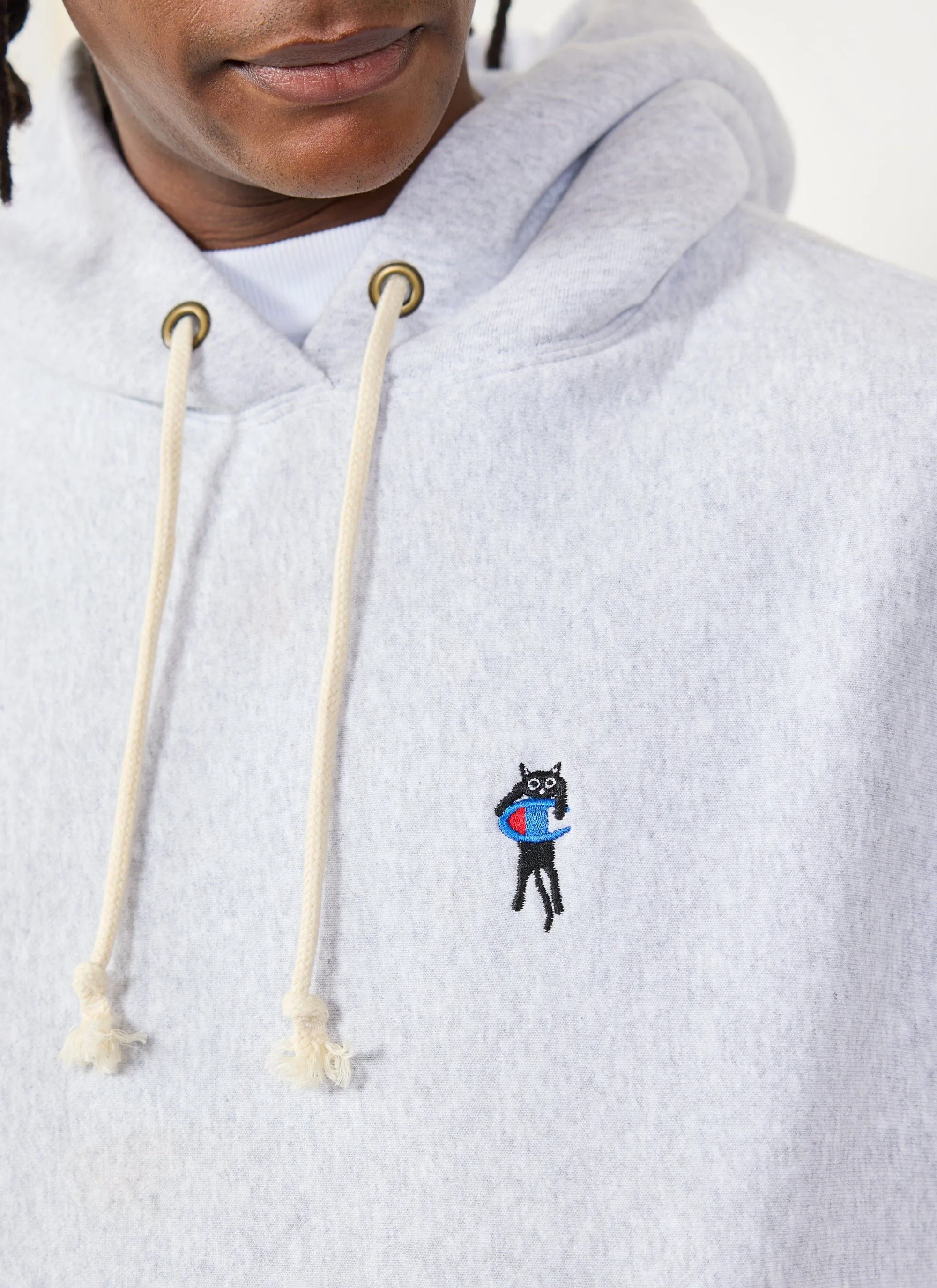 Hanging Cat Hoodie | Champion and Percival | Heather Grey sold by Percival