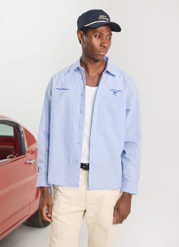 Pit Crew Relaxed Shirt | Percival x Ford | Blue Stripe sold by Percival