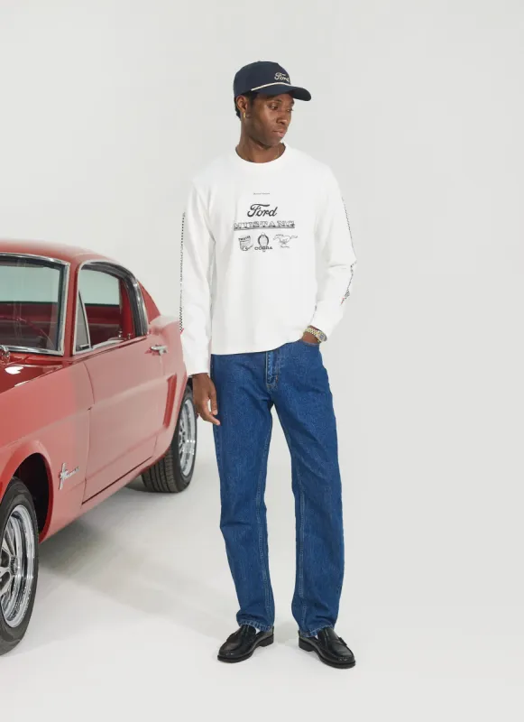 Raceway '69 Mustang Long Sleeve T Shirt | Percival x Ford | White sold by Percival