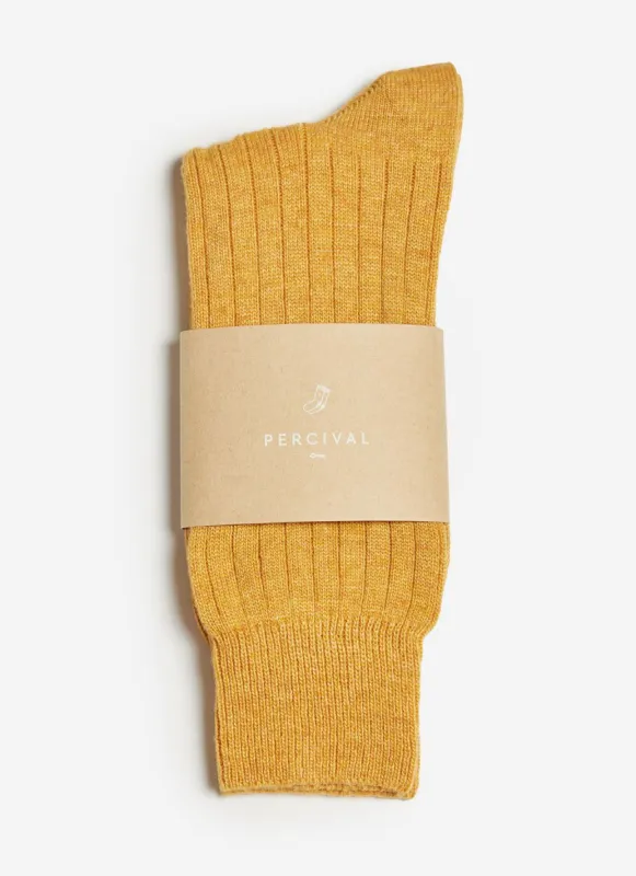 Mustard Cashmere Rib Socks sold by Percival