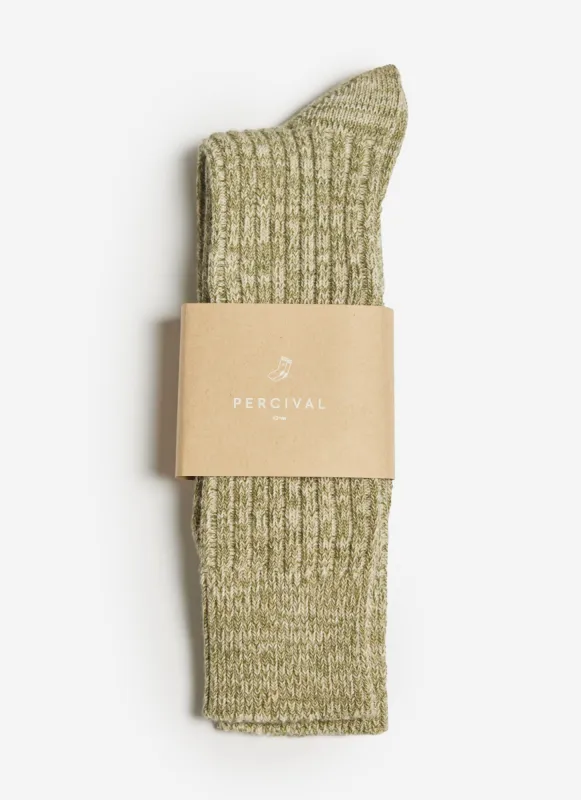 Socks | Melange Cotton | Fern Green sold by Percival