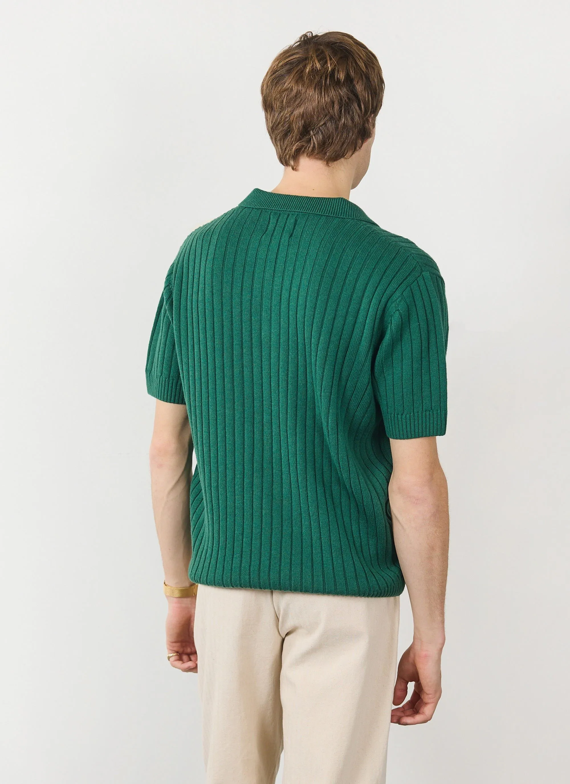 Open Collar Ribbed Polo | Percival x Ilaria | Forest sold by Percival product image thumbnail 5