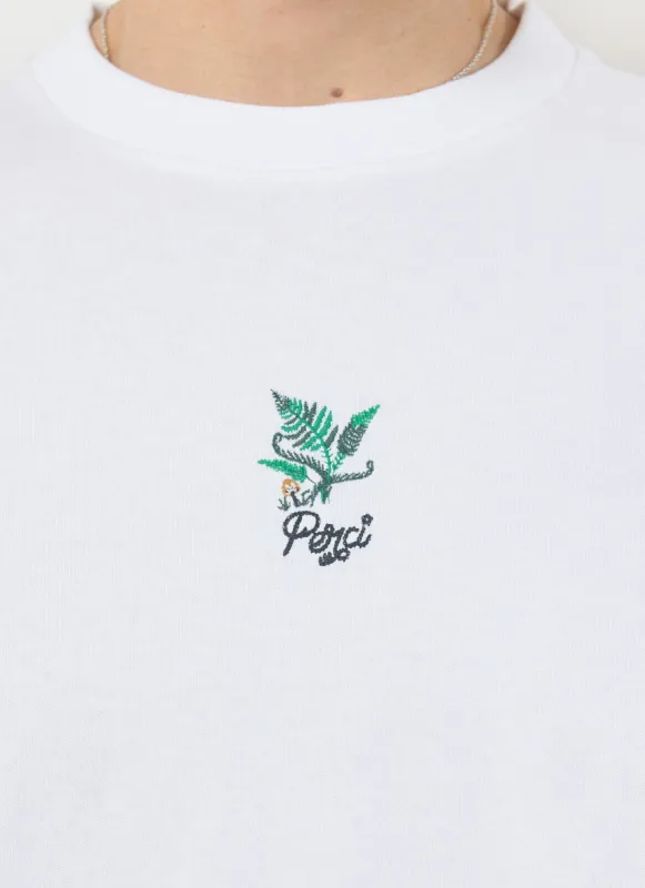 Fern Oversized T Shirt | Embroidered Organic Cotton | White sold by Percival