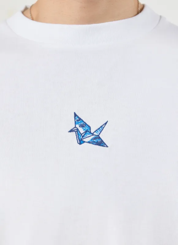 Origami Oversized T Shirt | Embroidered Organic Cotton | White sold by Percival