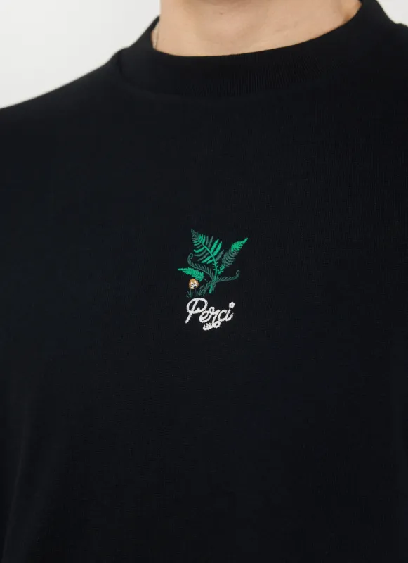 Fern Oversized T Shirt | Embroidered Organic Cotton | Black sold by Percival
