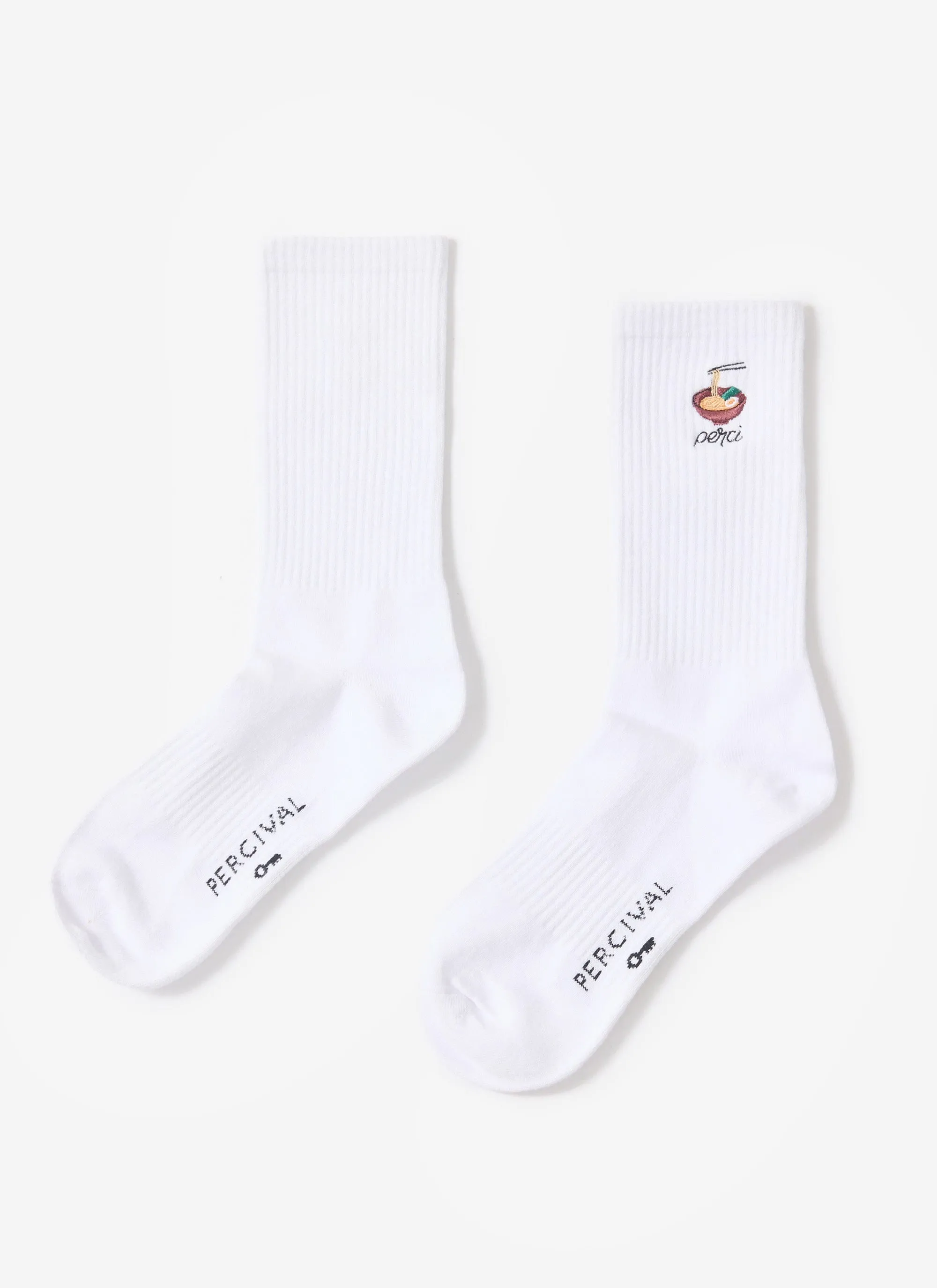 Ramen Embroidered Socks | White sold by Percival