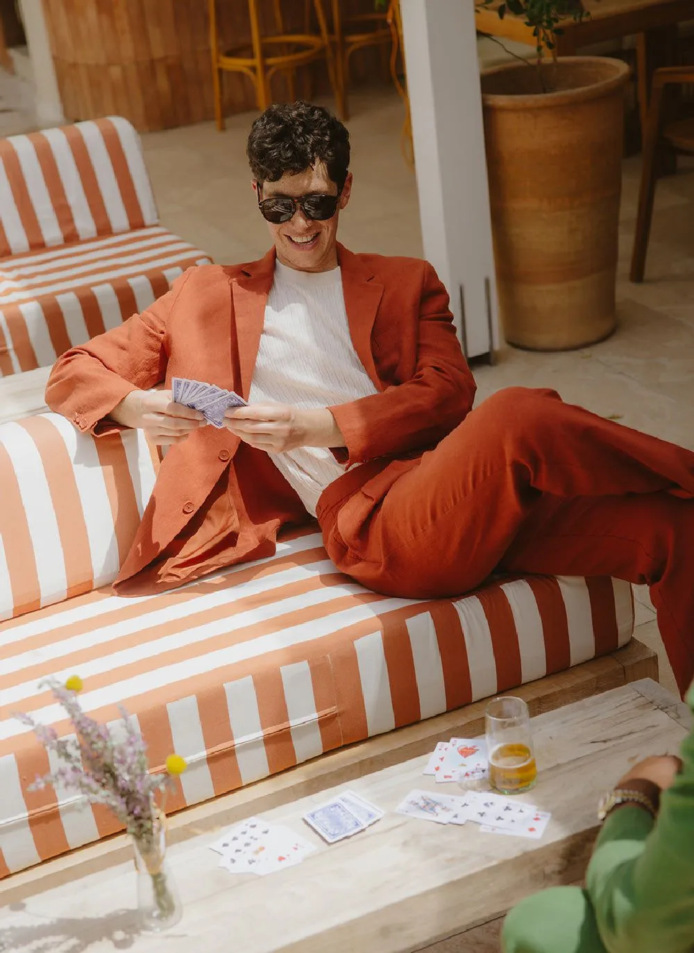 Pleated Tailored Trousers | Linen | Rust sold by Percival product image thumbnail 2