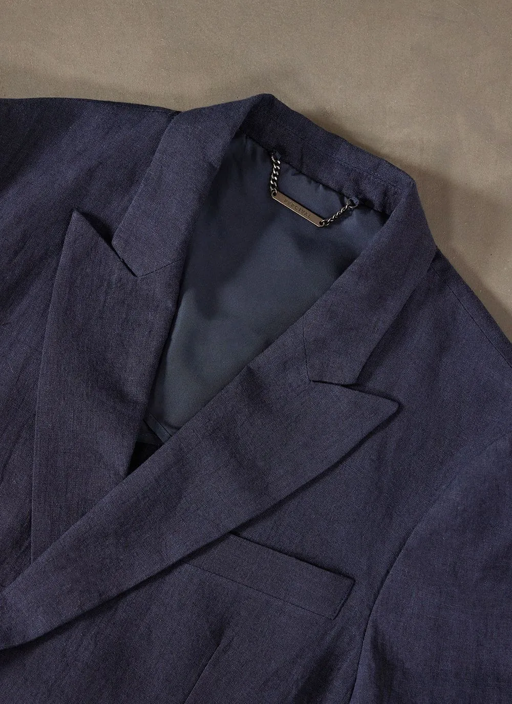 Tailored Double Breasted Blazer | Linen | Navy sold by Percival product image thumbnail 2