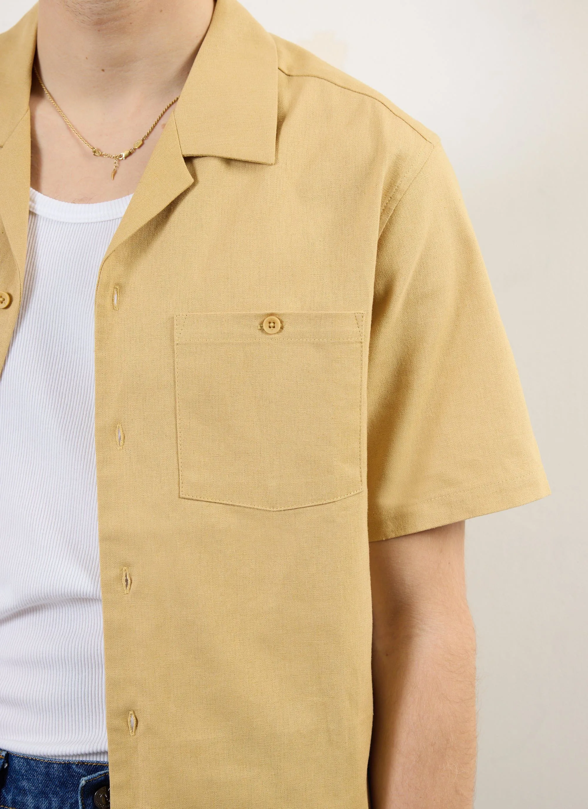 Short Sleeve Cuban Shirt | Linen | Tan sold by Percival product image thumbnail 5