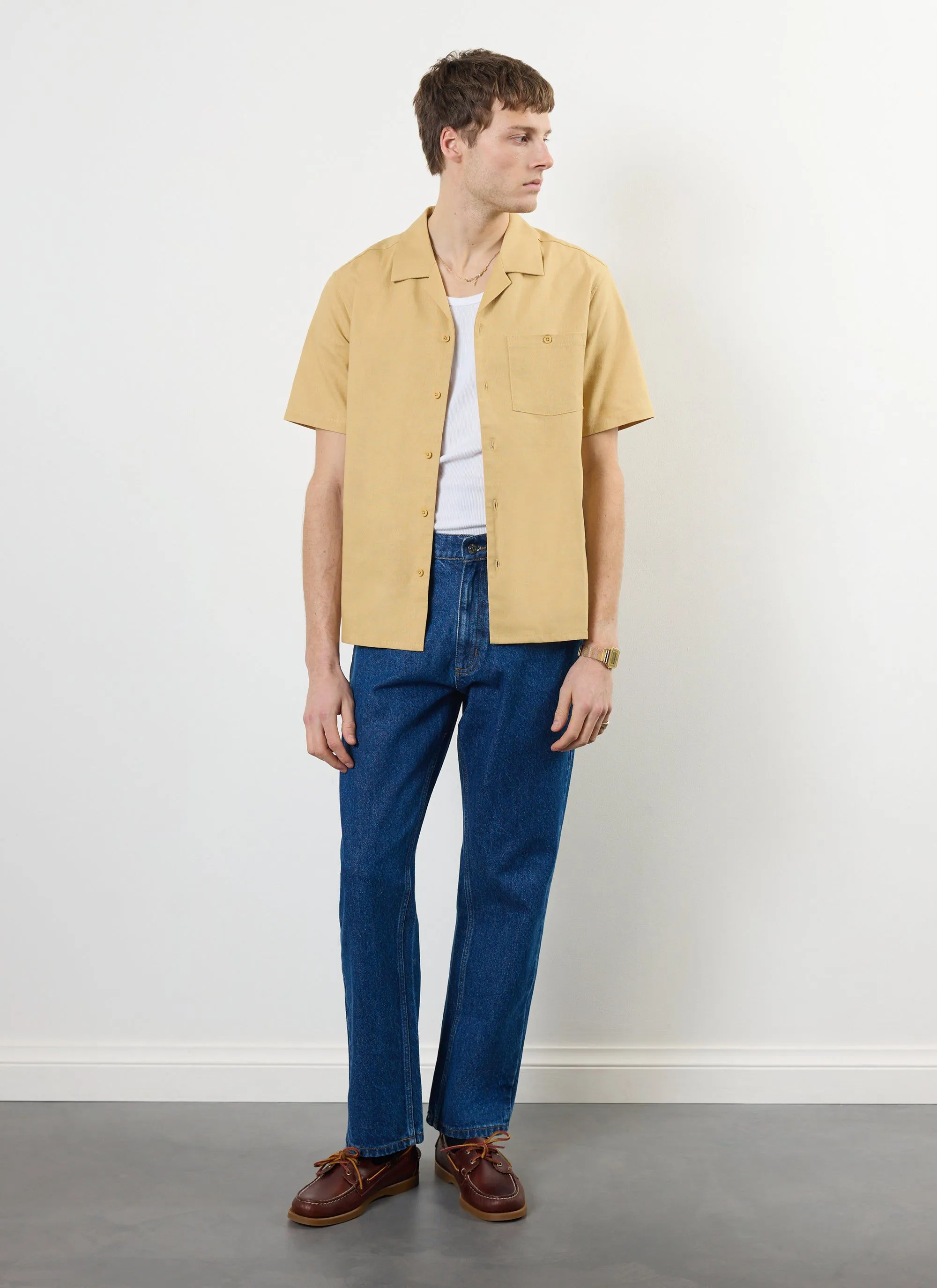 Short Sleeve Cuban Shirt | Linen | Tan sold by Percival product image thumbnail 2