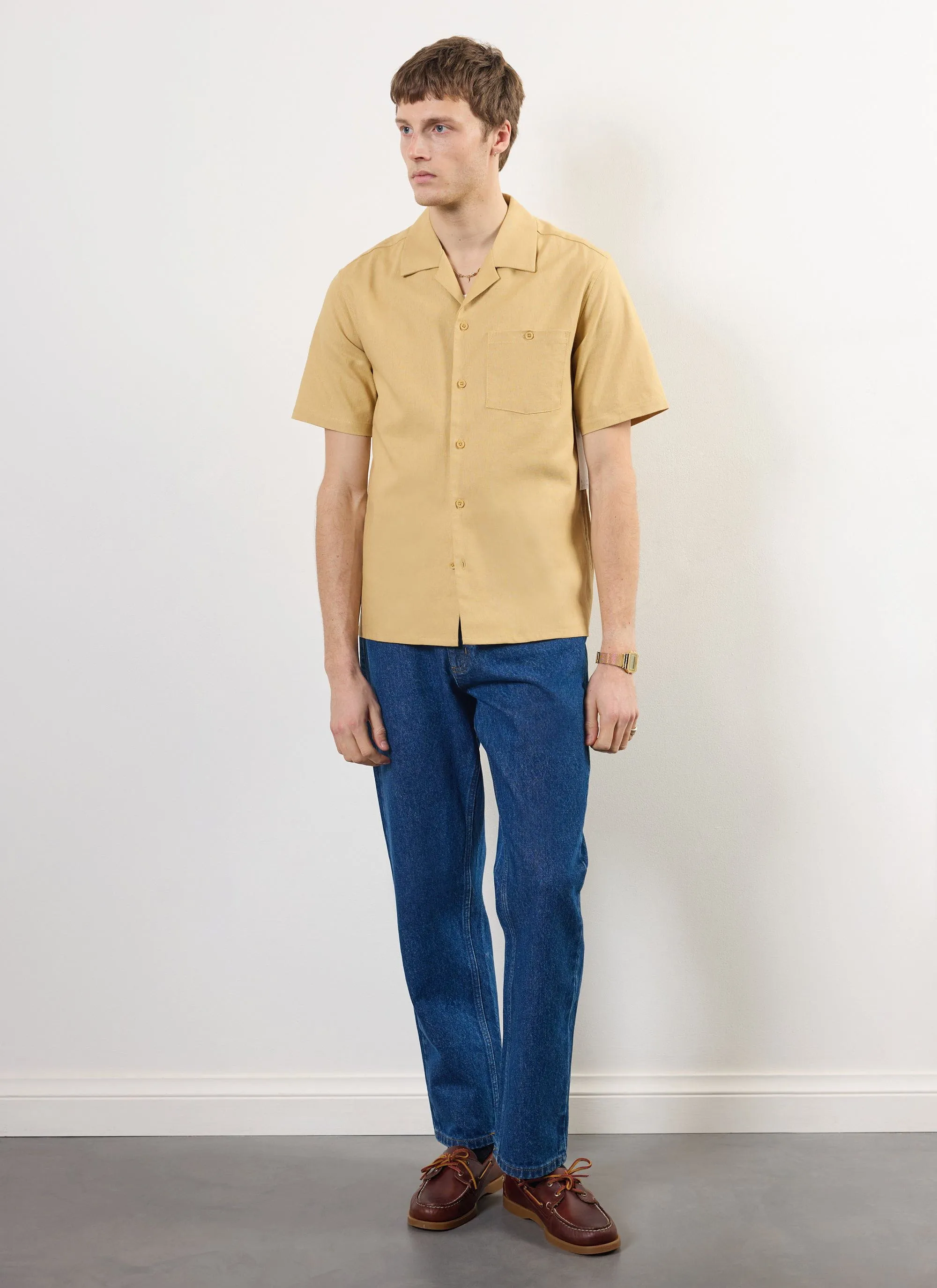 Short Sleeve Cuban Shirt | Linen | Tan sold by Percival product image thumbnail 4