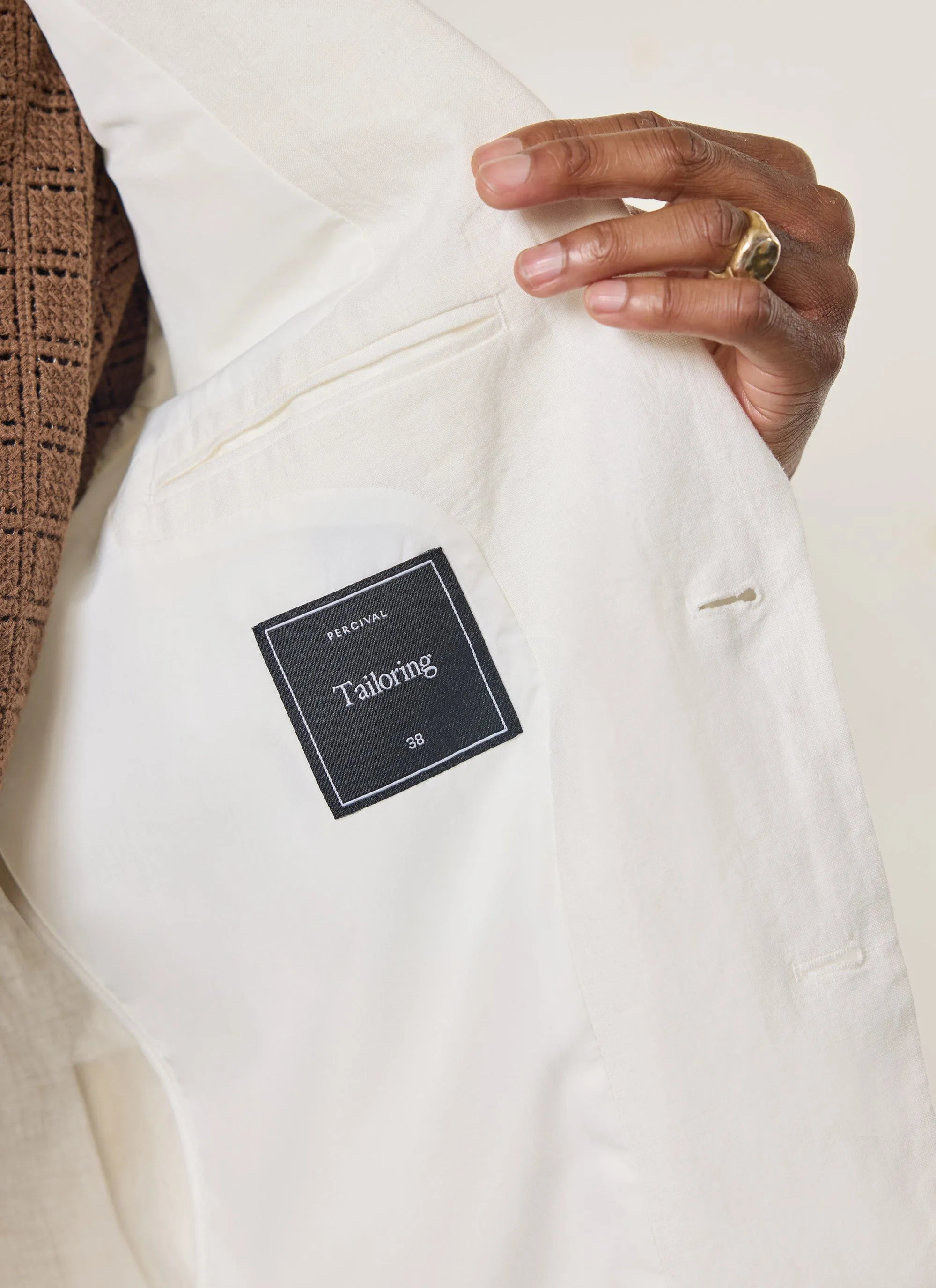 Relaxed Tailored Linen Blazer | White sold by Percival product image thumbnail 5