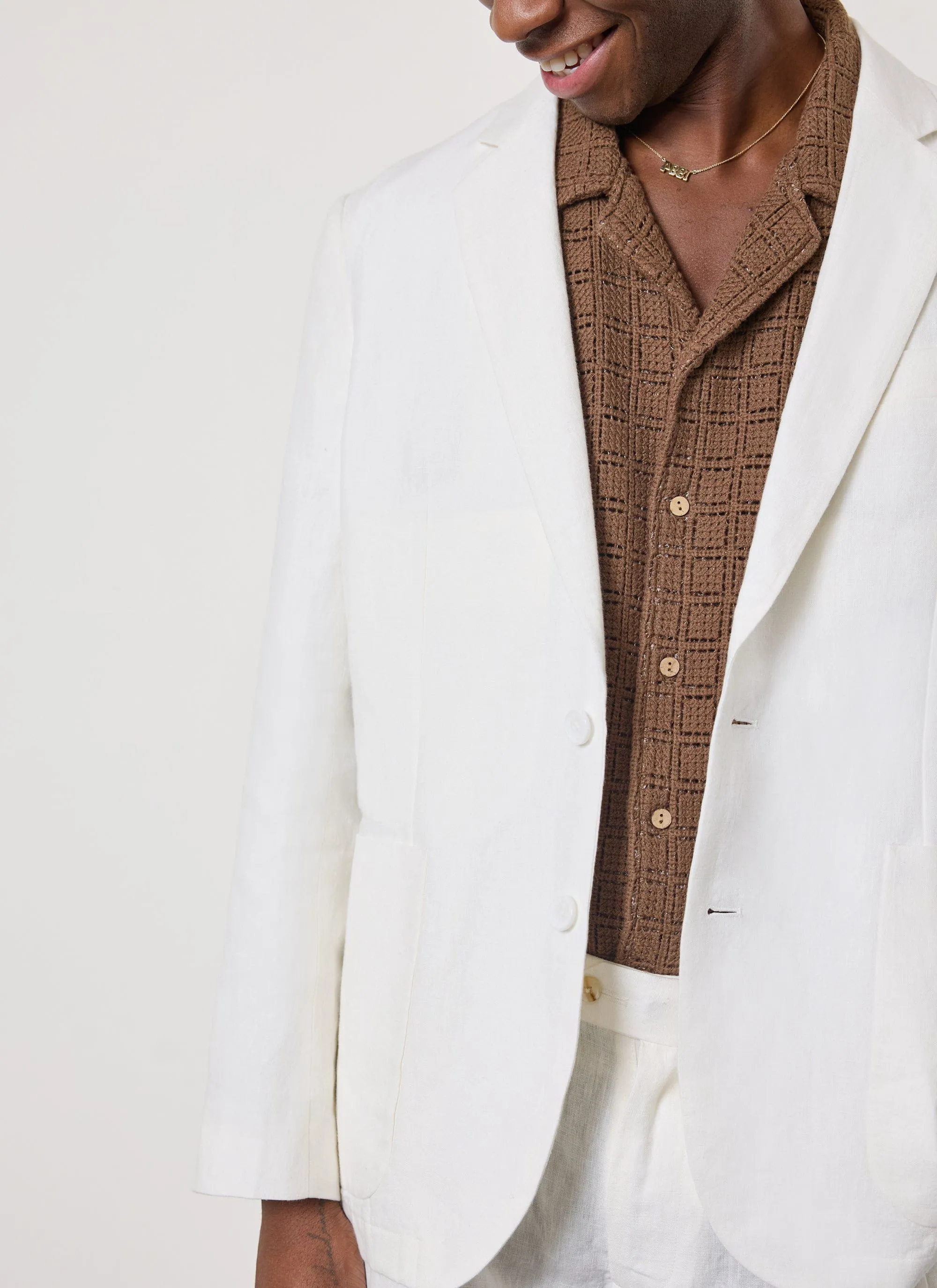 Relaxed Tailored Linen Blazer | White sold by Percival product image thumbnail 3