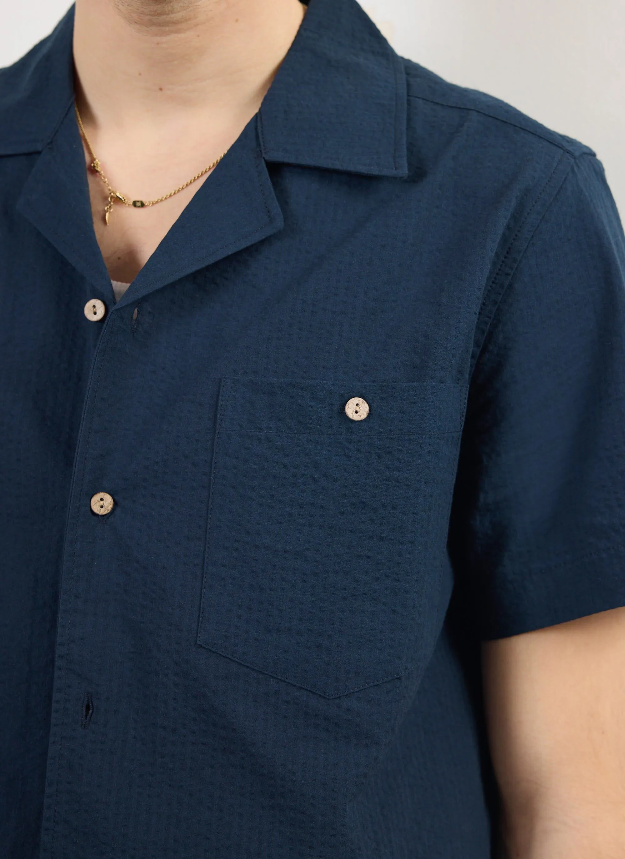 Cuban Shirt | Seersucker | Navy sold by Percival product image thumbnail 5