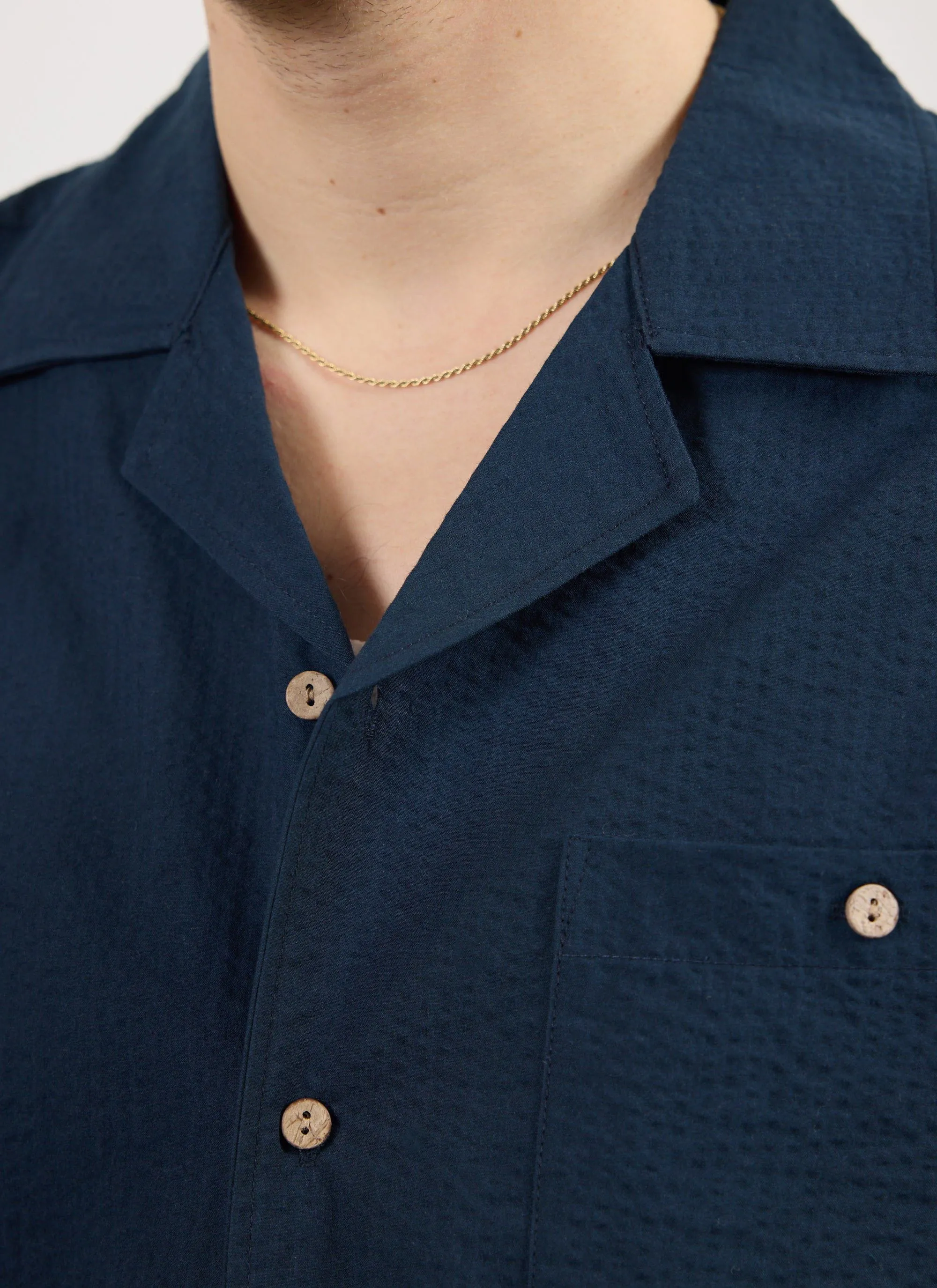 Cuban Shirt | Seersucker | Navy sold by Percival product image thumbnail 2