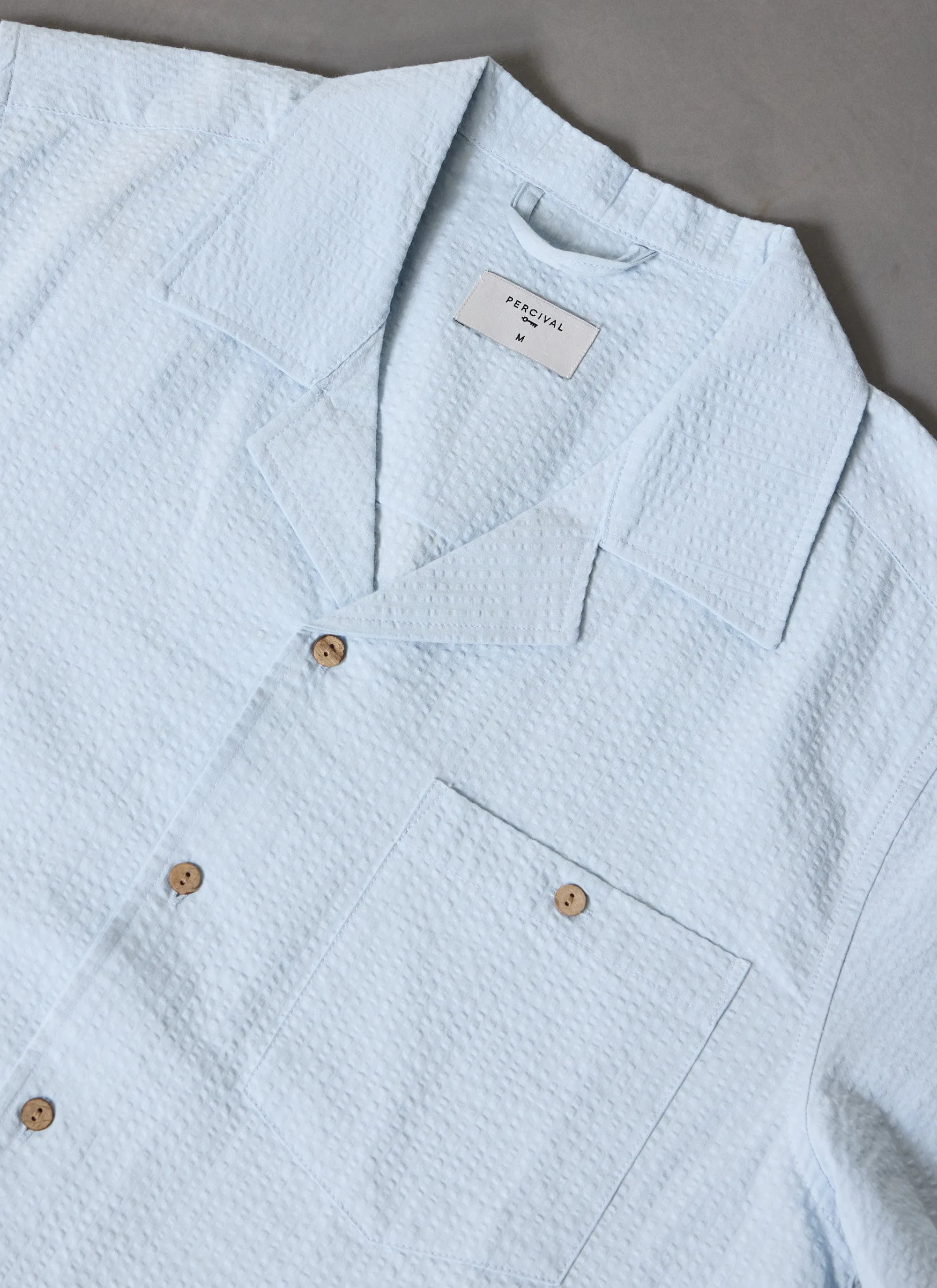 Cuban Shirt | Seersucker | Light Blue sold by Percival product image thumbnail 4