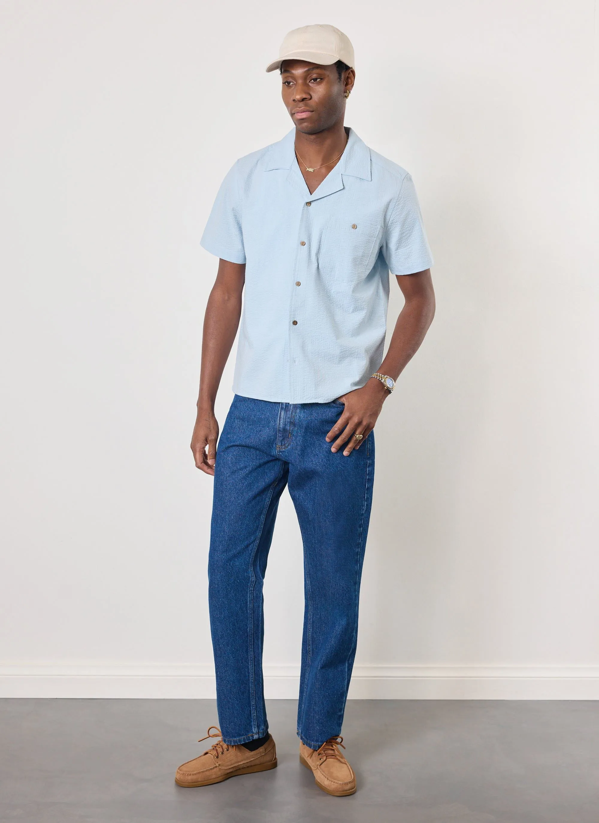 Cuban Shirt | Seersucker | Light Blue sold by Percival product image thumbnail 5